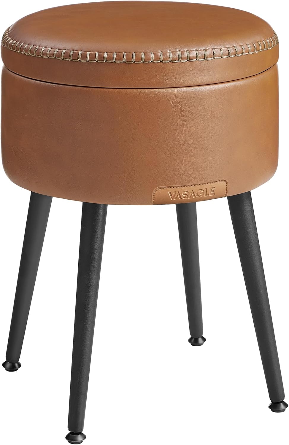 Sitzhocker mit Stauraum rund karamellbraun