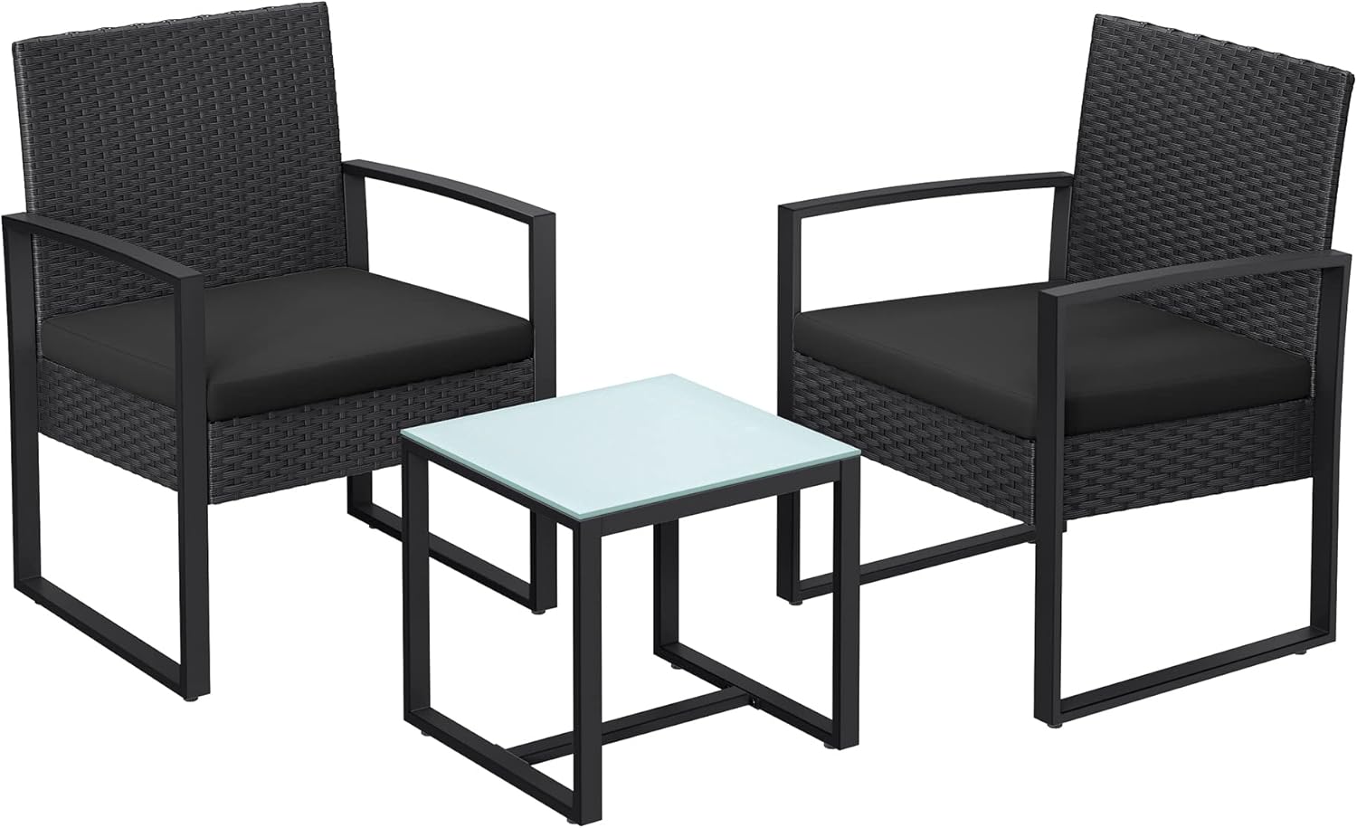 Polyrattan Lounge-Set schwarz wetterfest