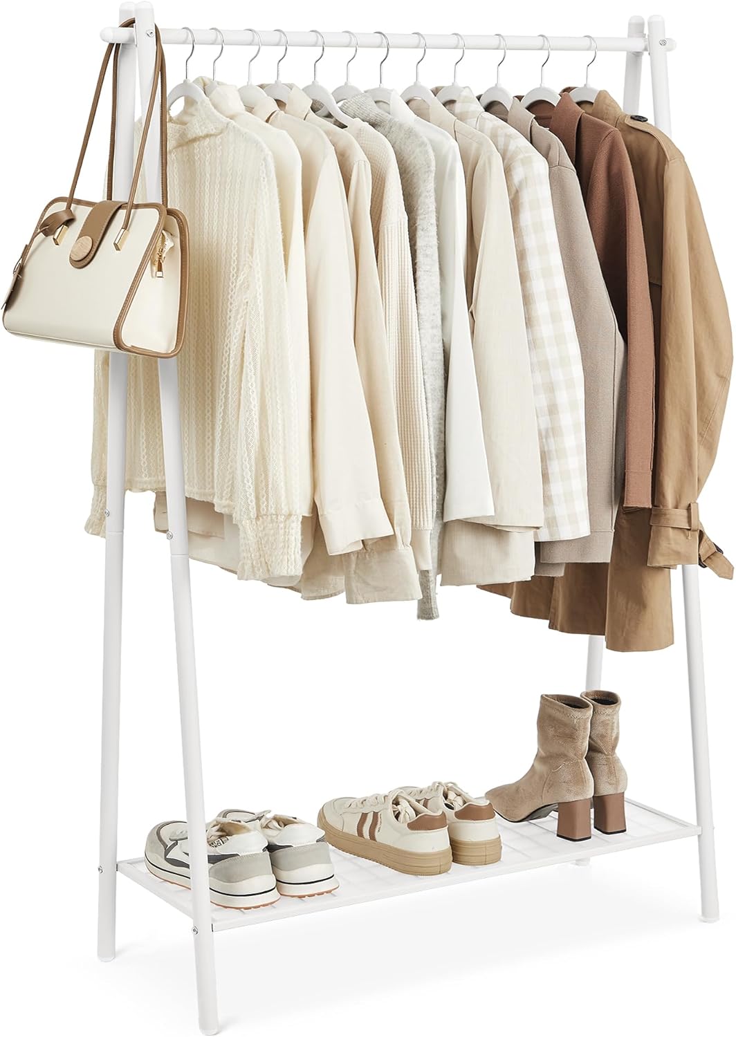 Kleiderständer mit Ablage Stahlgestell Weiss