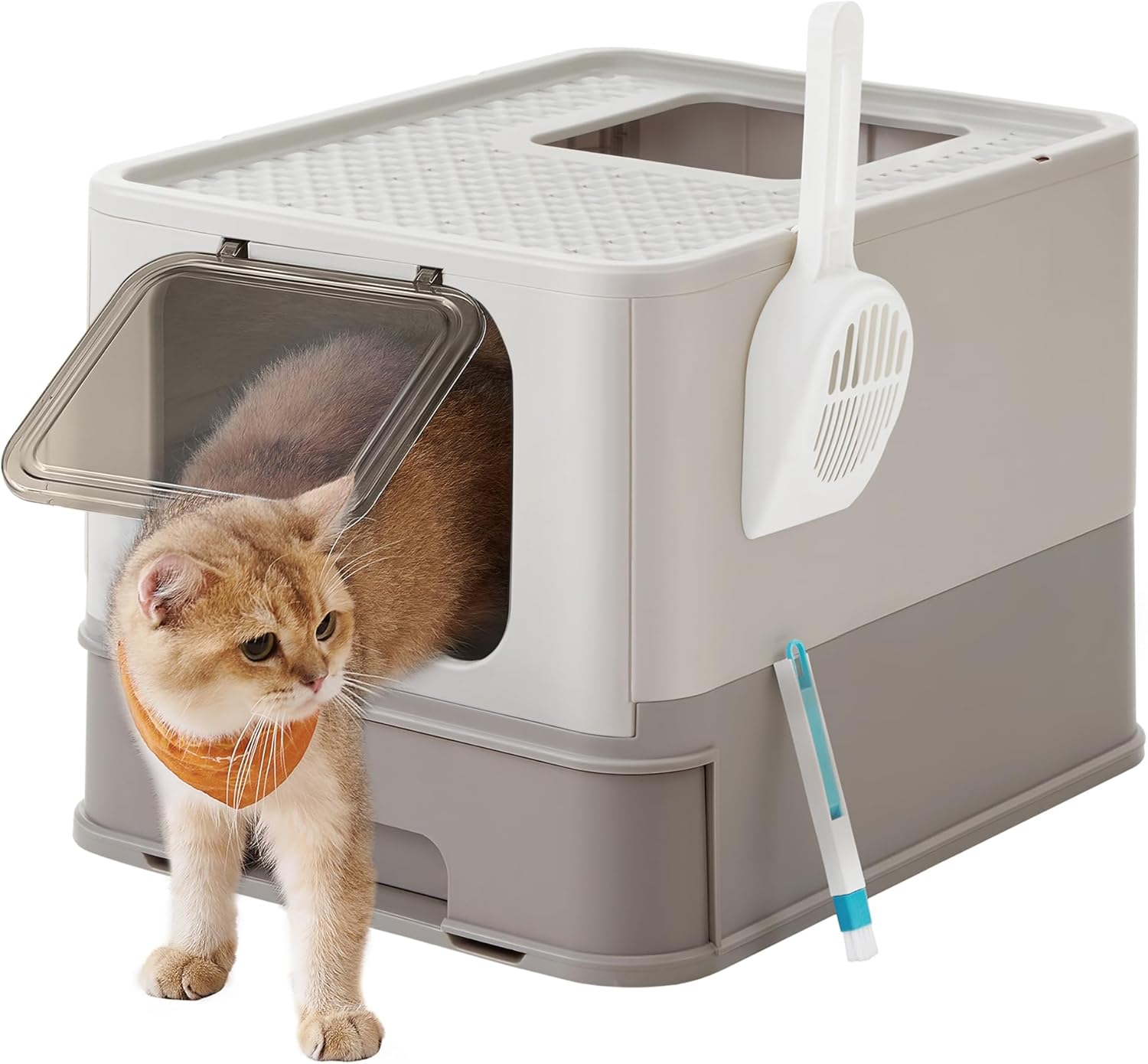 Katzentoilette mit Deckel auslaufsicher Haferflockenfarben