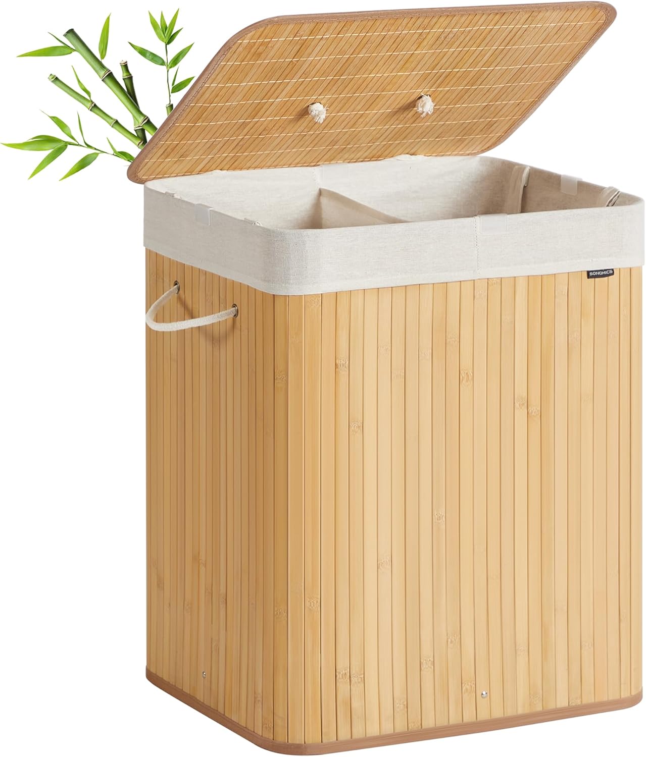 Bambus-Wäschekorb 120L 2-Fächer naturfarben