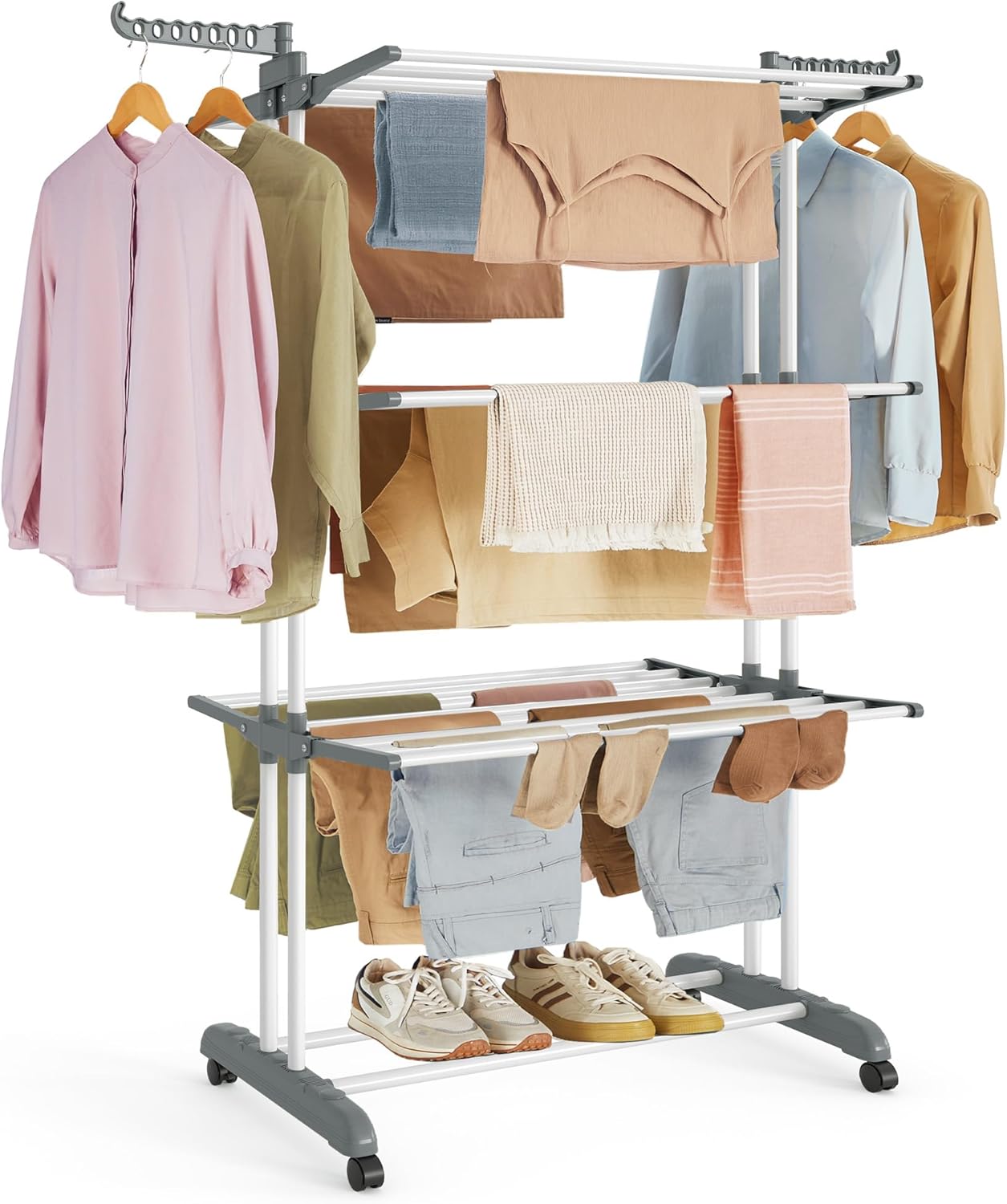 Wäscheständer klappbar mit Rollen weiss