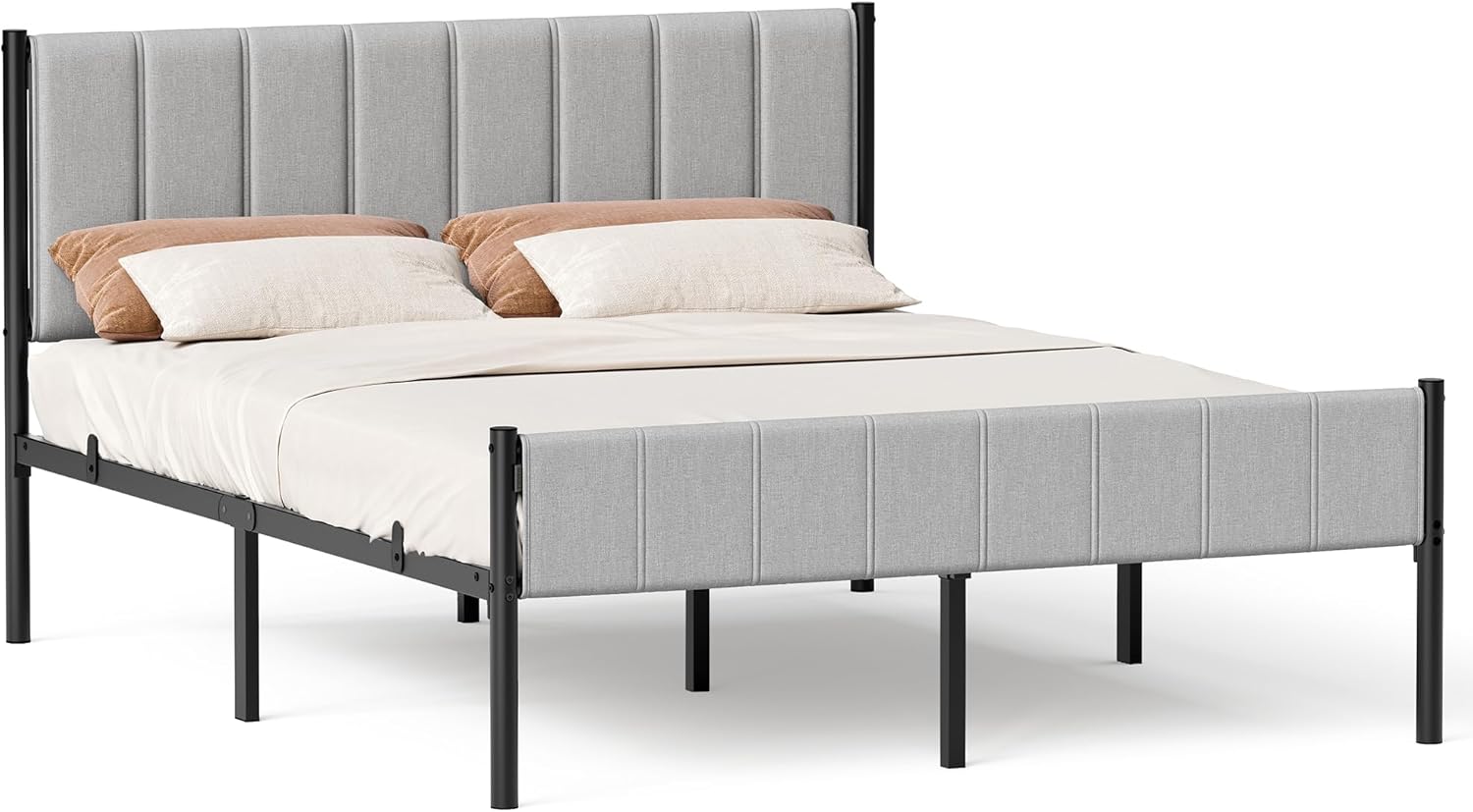 Doppelbettgestell gepolstert 160x200 grau Stahl