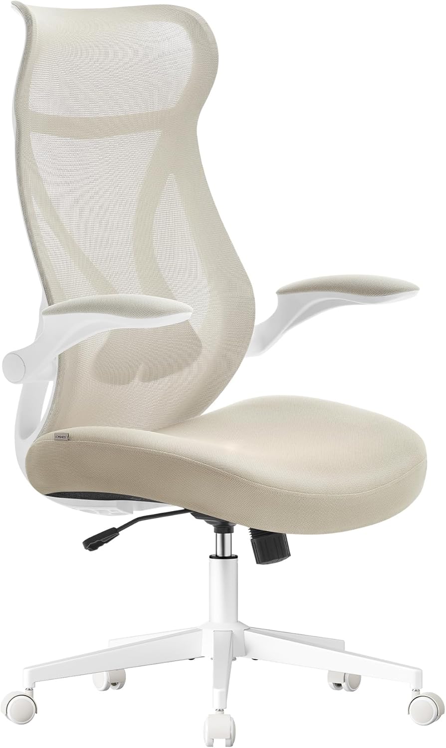 Bürostuhl ergonomisch cappuccinobeige Netzstoff