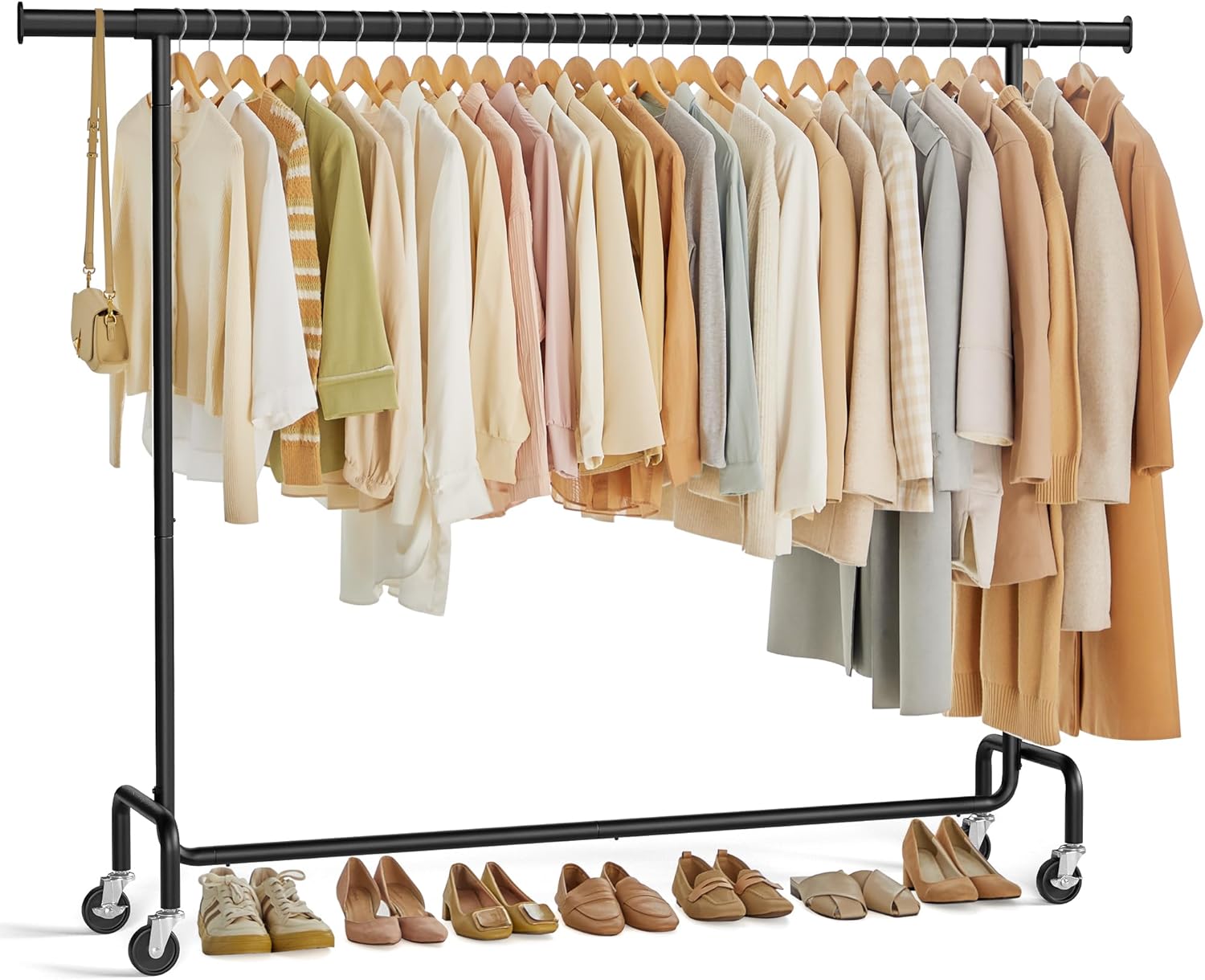 Kleiderständer rollbar ausziehbar mattschwarz Metall