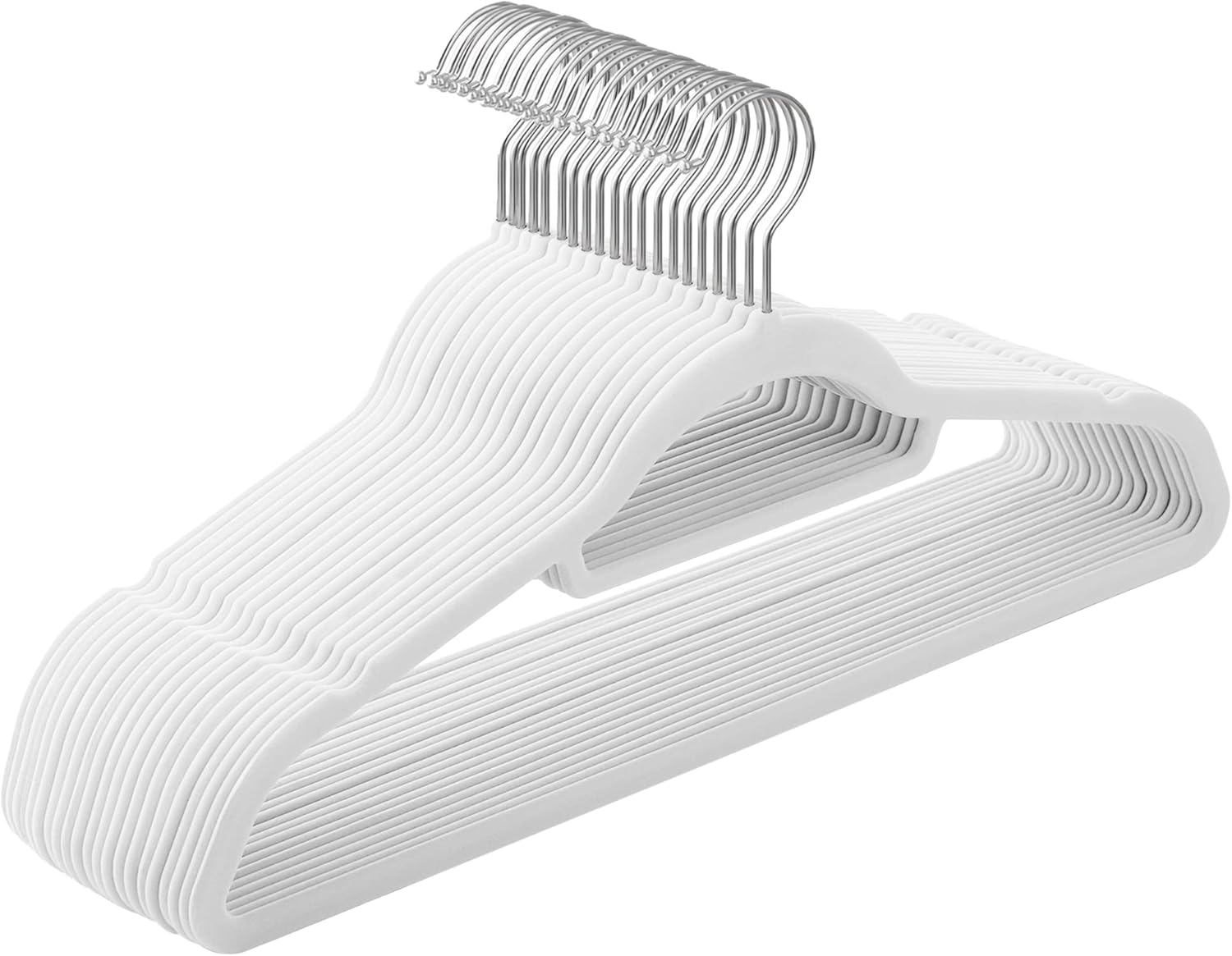 Kleiderbügel Samt rutschfest 20er Silber-Weiss
