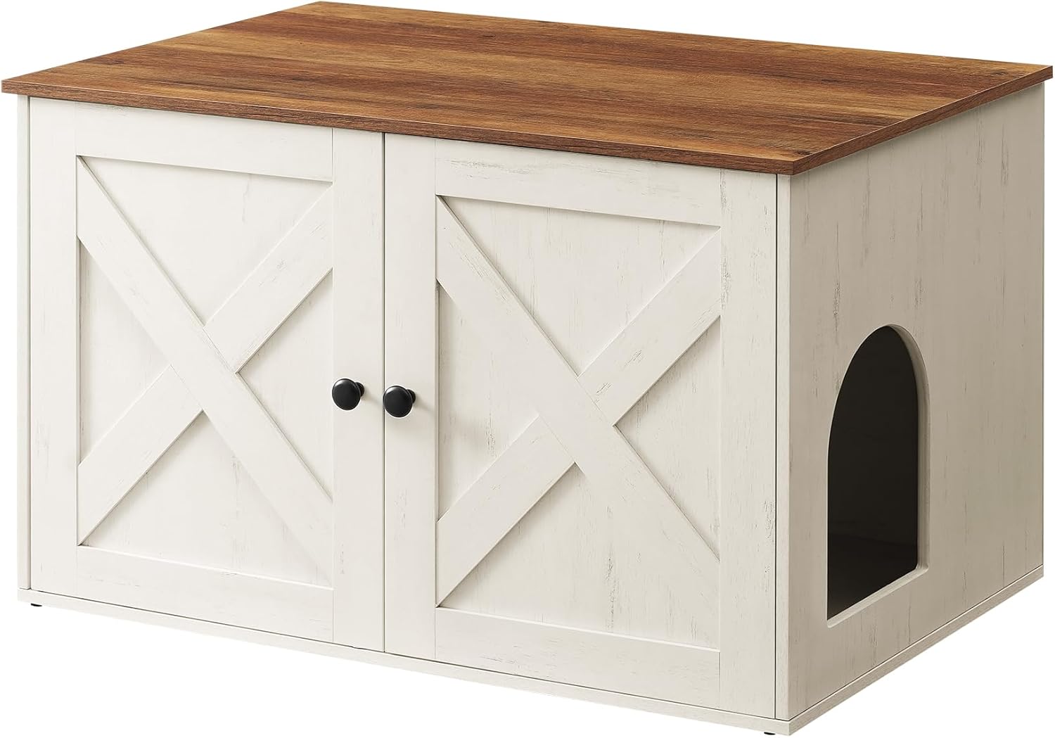 Katzenhaus Schrank Tisch herausnehmbar honigbraun vintageweiss