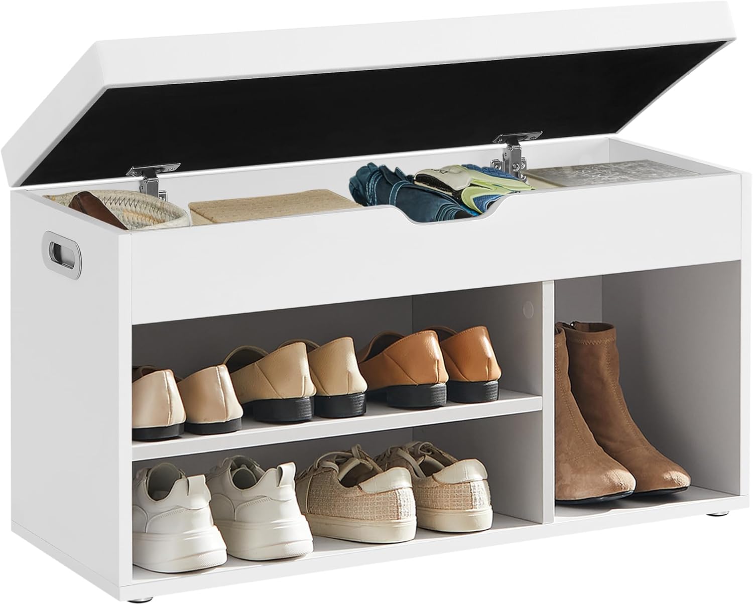 Schuhbank mit Stauraum gepolstert wolkenweiss