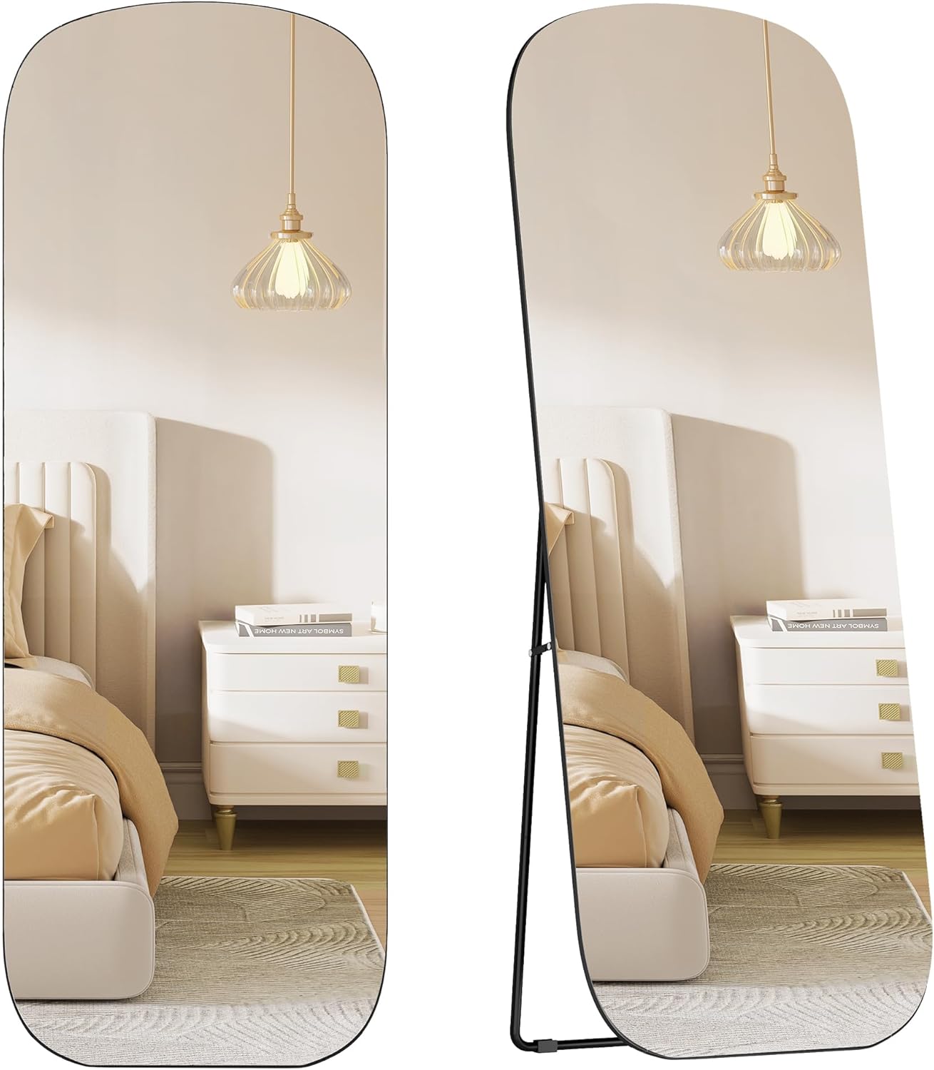 Standspiegel 160x50cm Aluminium Schwarz