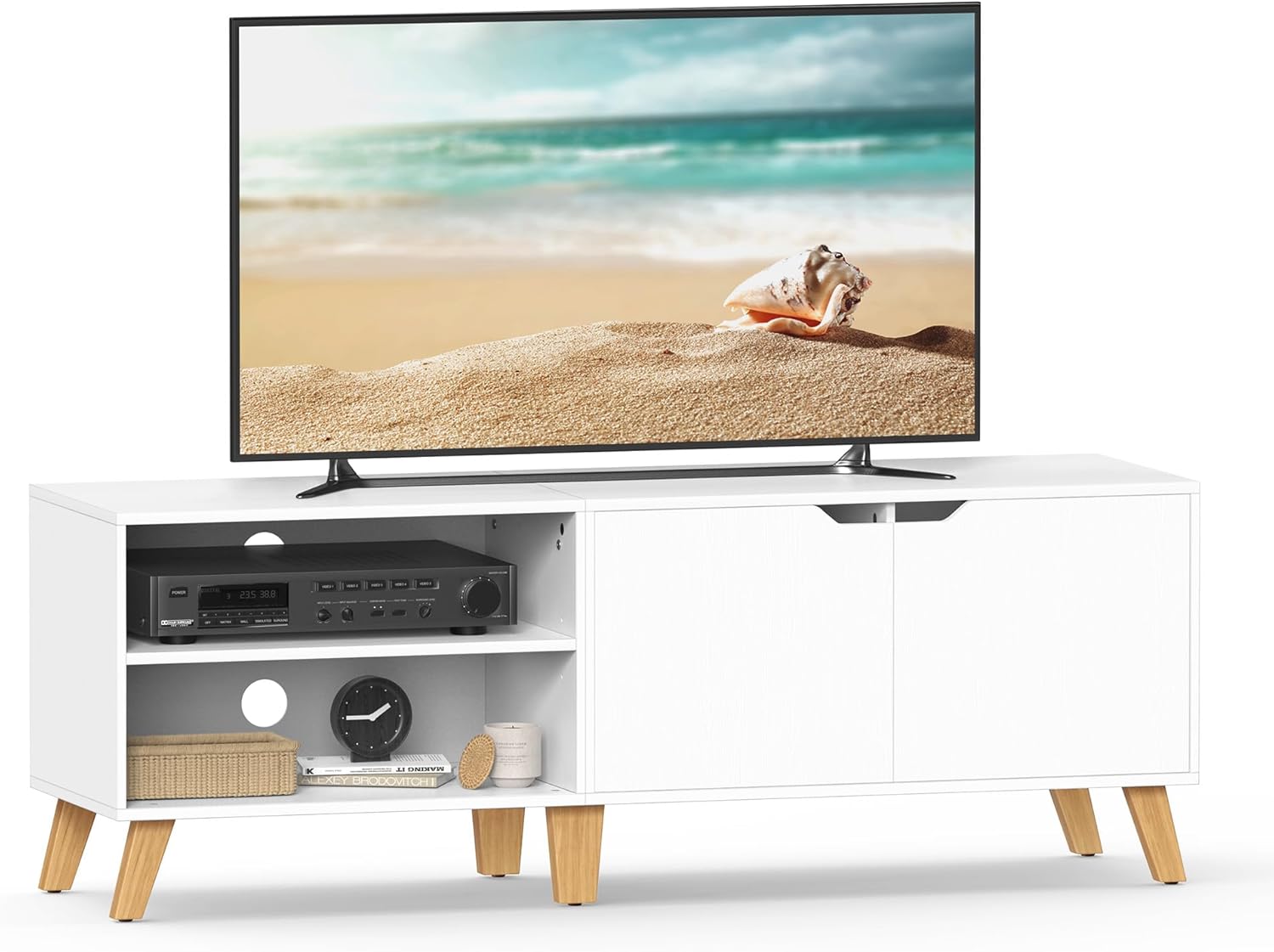 TV-Schrank mit Türen 140 cm Weiss