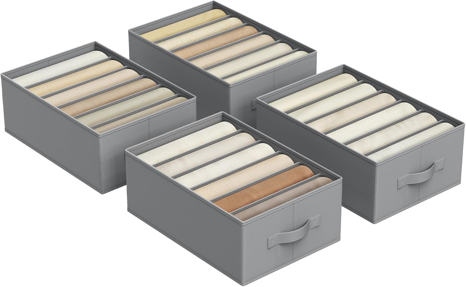 Schubladen-Organizer 4er-Set grau Stoff