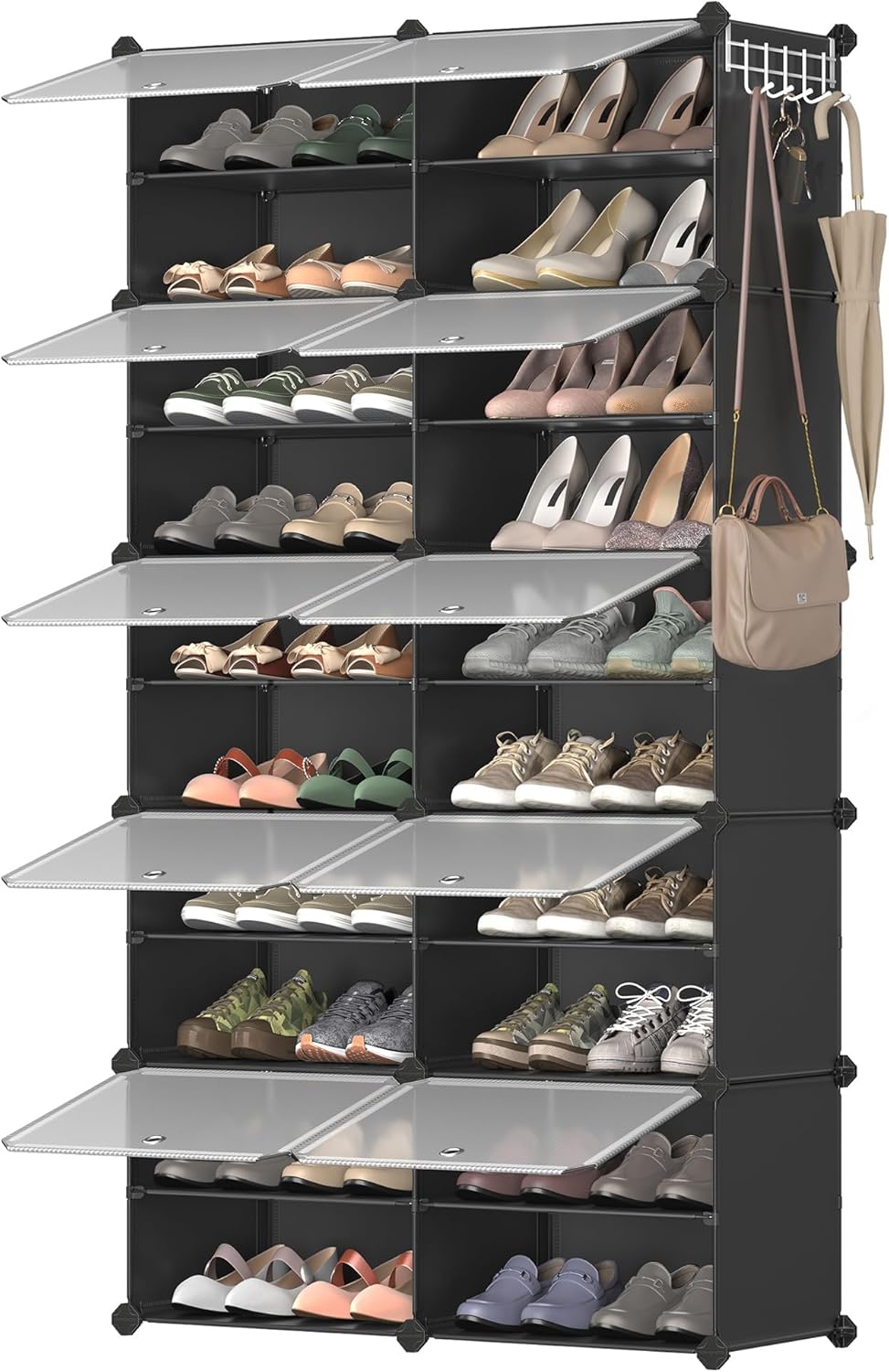 Schuhregal 40 Paar schwarz Kunststoff