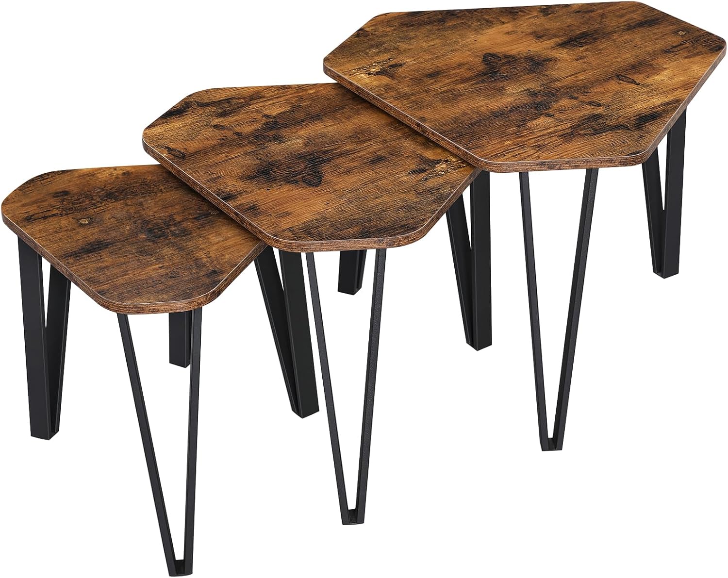 Beistelltisch Set Industrie-Design vintagebraun-schwarz