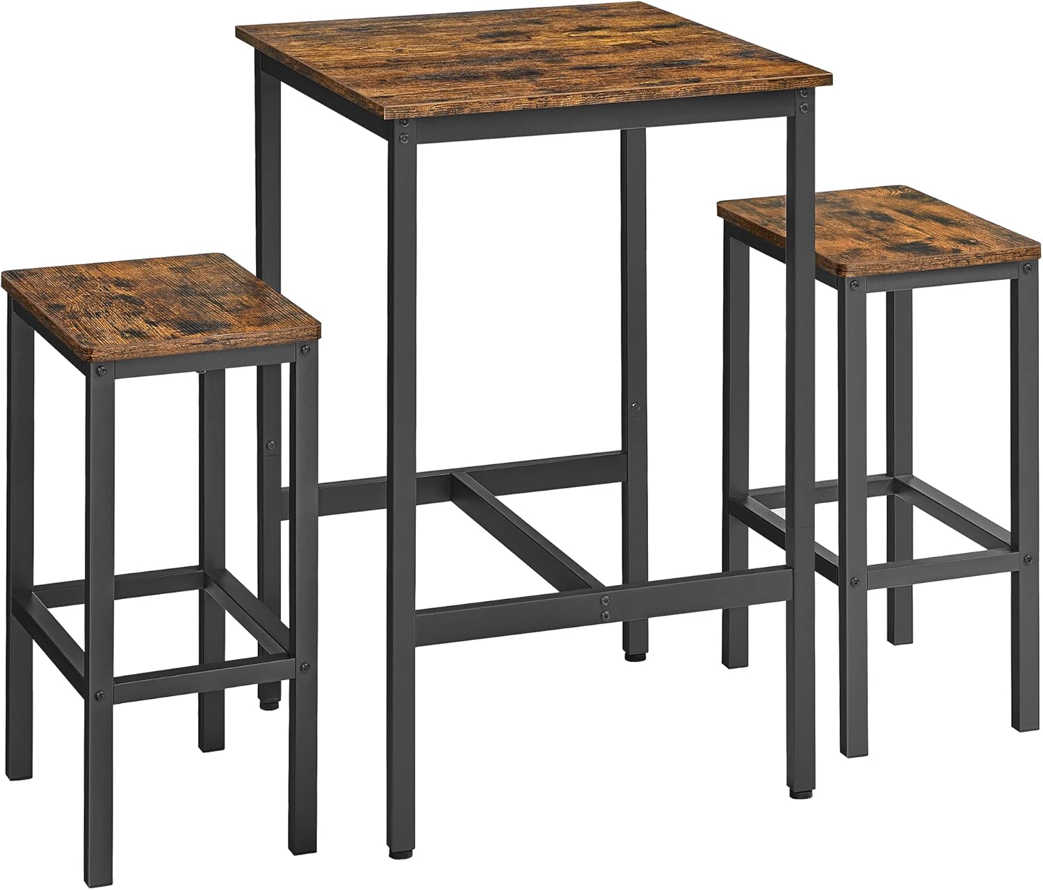 Bartisch-Set mit Barhockern, vintagebraun-tintenschwarz