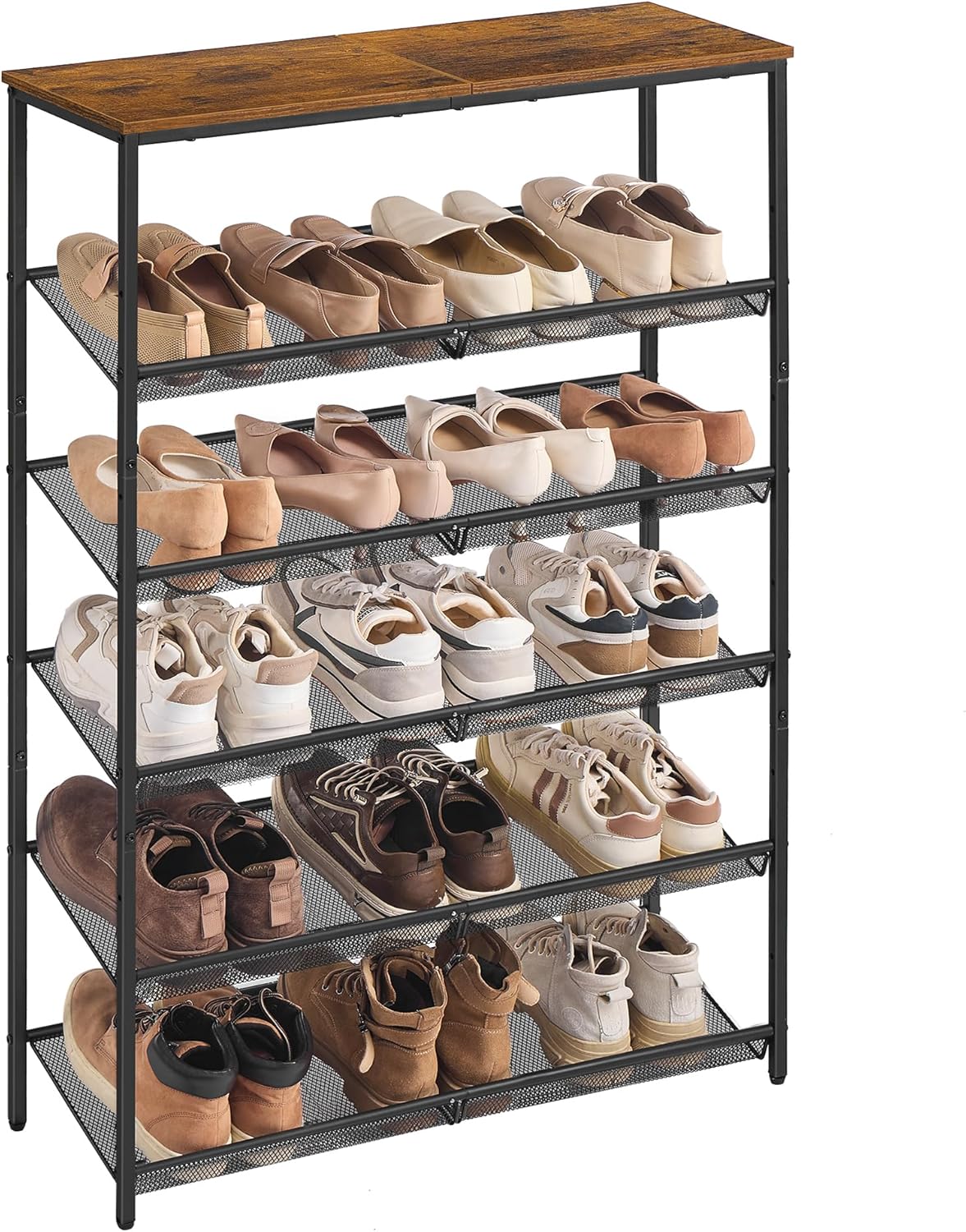 Schuhregal 6 Ebenen Metall vintagebraun