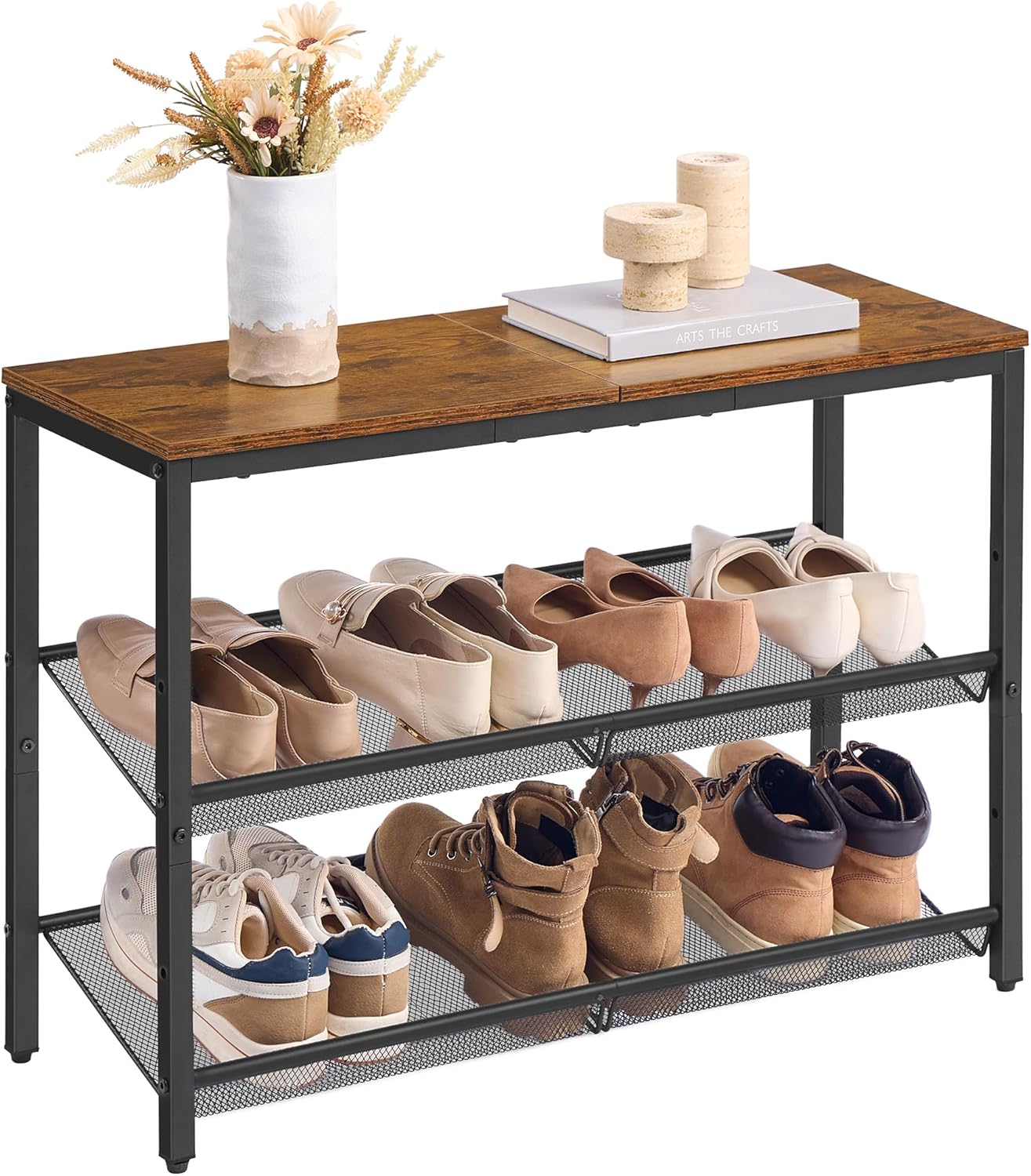 Schuhregal 3 Ebenen Metall vintagebraun