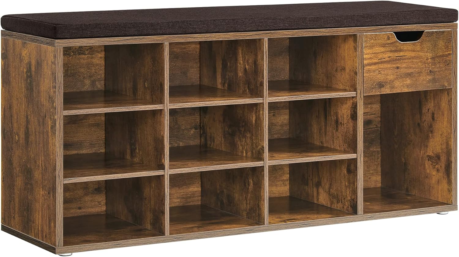 Schuhbank Regal Sitzbank Polster Vintagebraun Braun