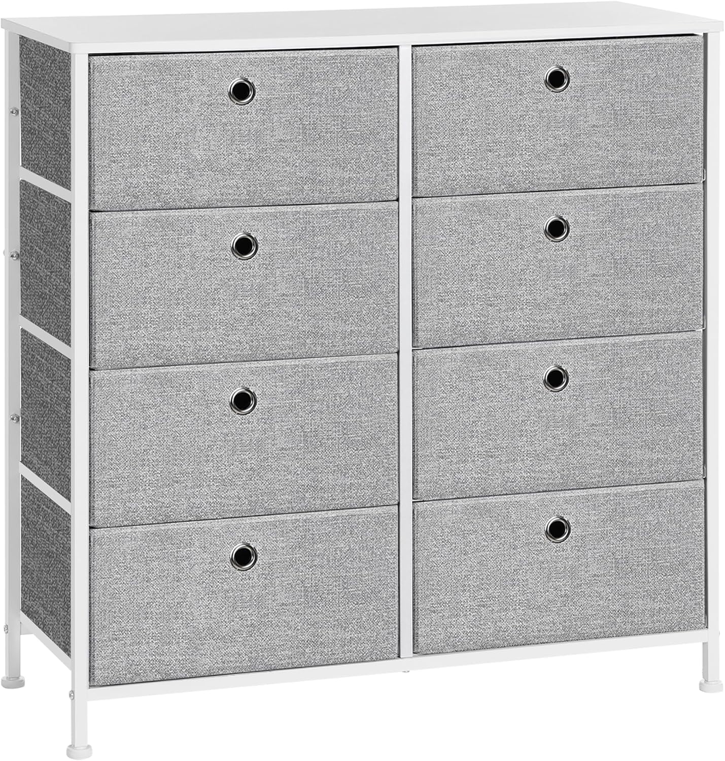 Kommode 8 Stoffschubladen Hellgrau Metall