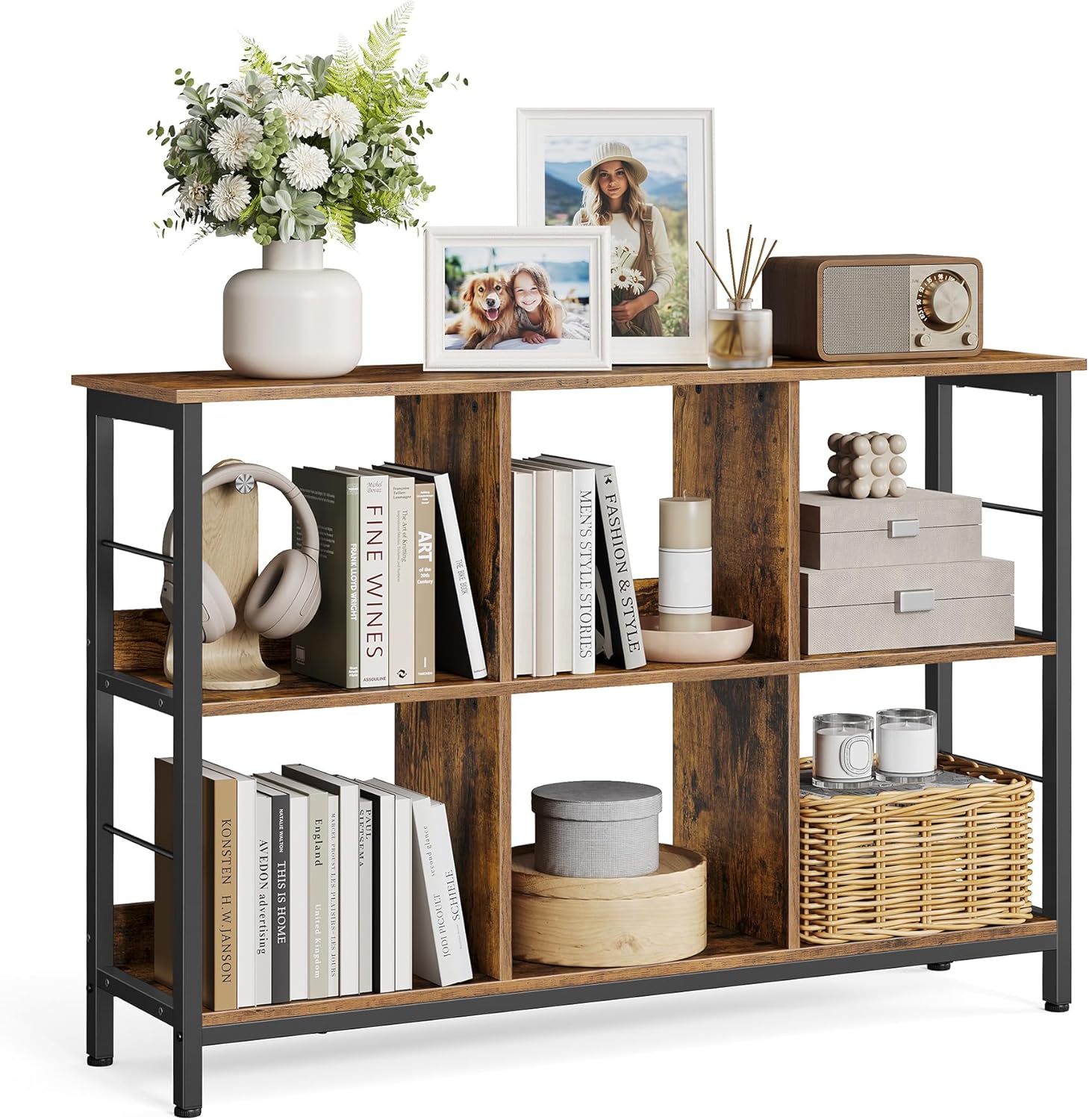 Standregal 6 Fächer Vintagebraun Metall