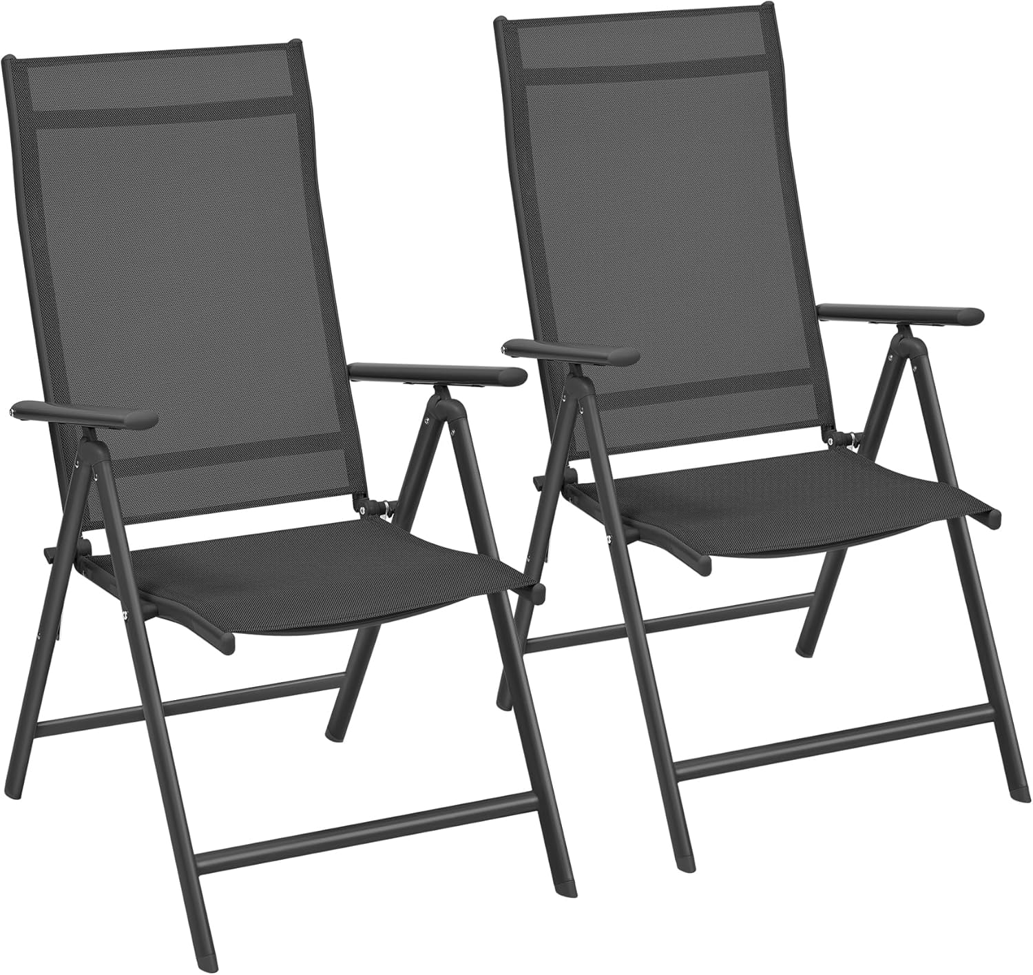 Gartenstuhl klappbar 8-fach verstellbar Schwarz Metall