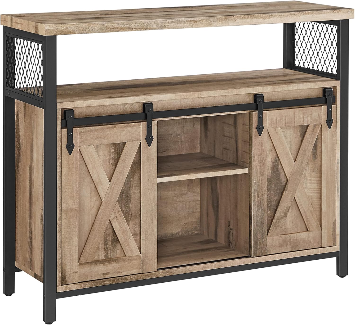 Sideboard Landhausstil Schiebetüren naturfarben Holz
