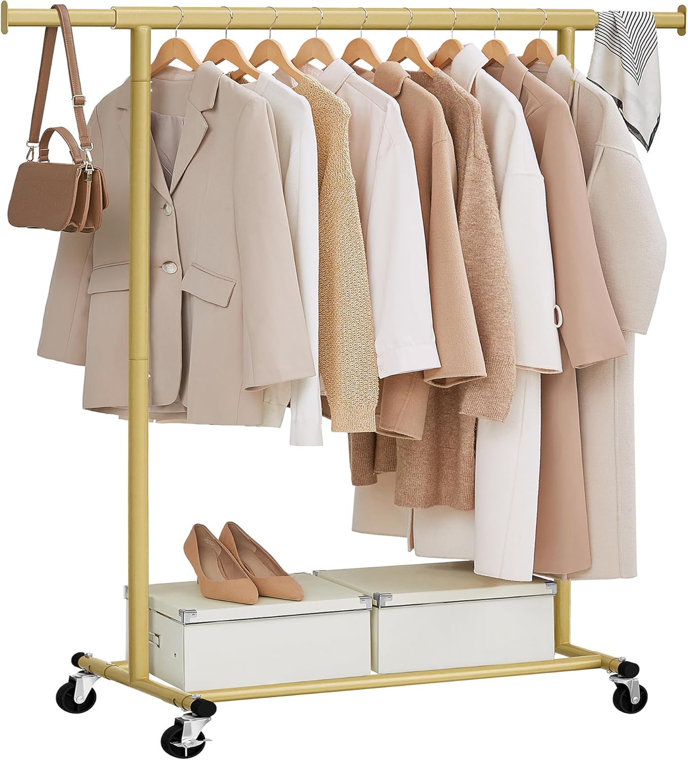 Kleiderständer Rollen Schwerlast blassgold Metall