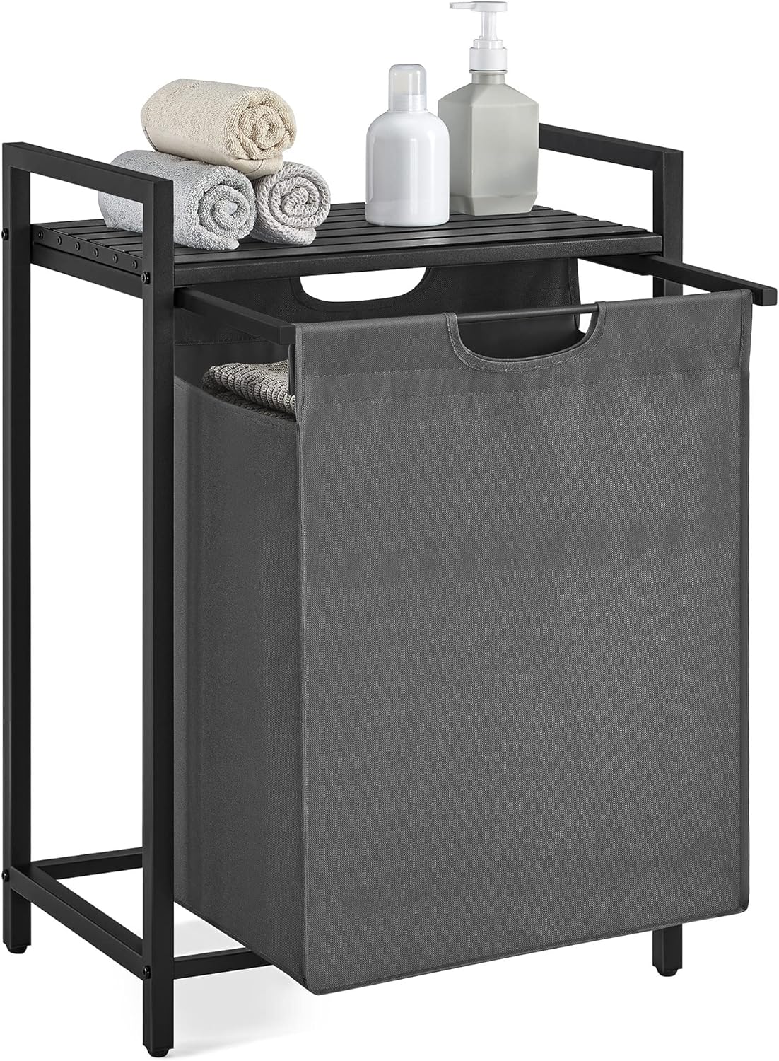 Wäschekorb mit Ablagefläche, Schiefergrau Anthrazitgrau