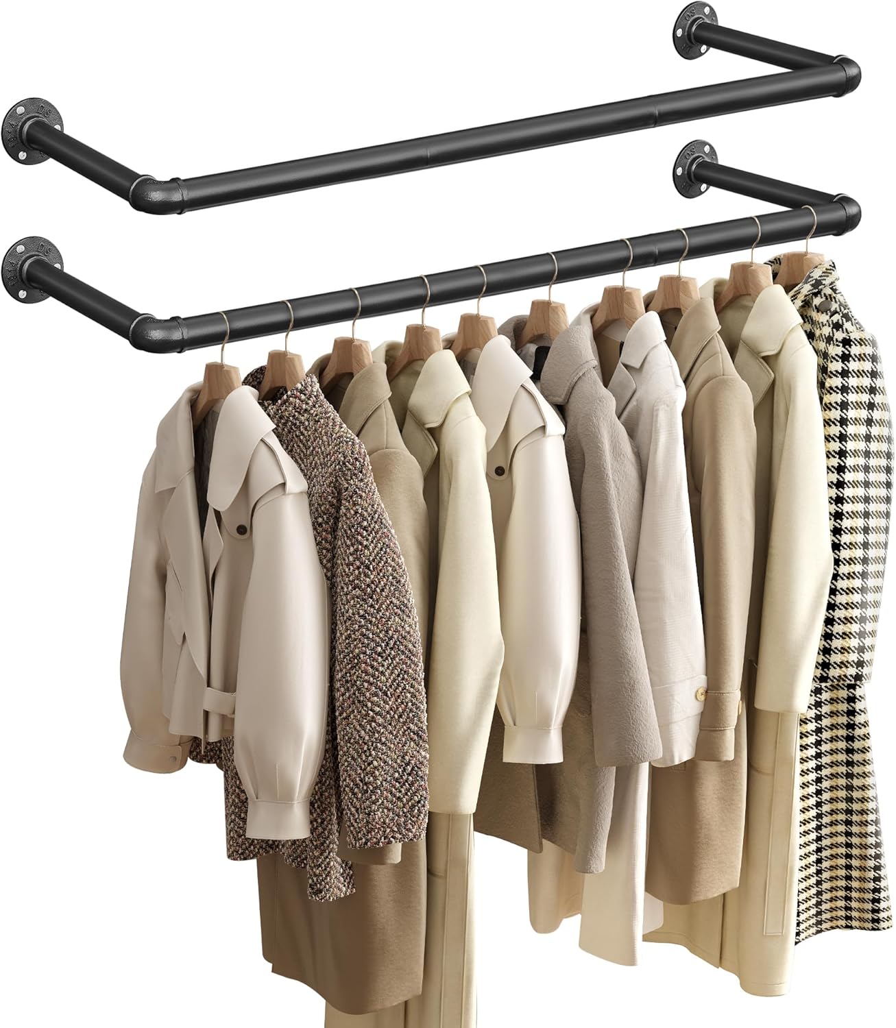 Kleiderstangen Wandmontage platzsparend Industrie-Design schwarz