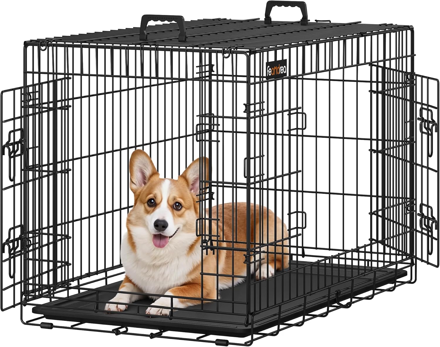 Hundekäfig Klappbar 2 Türen Kunststoffschale Schwarz