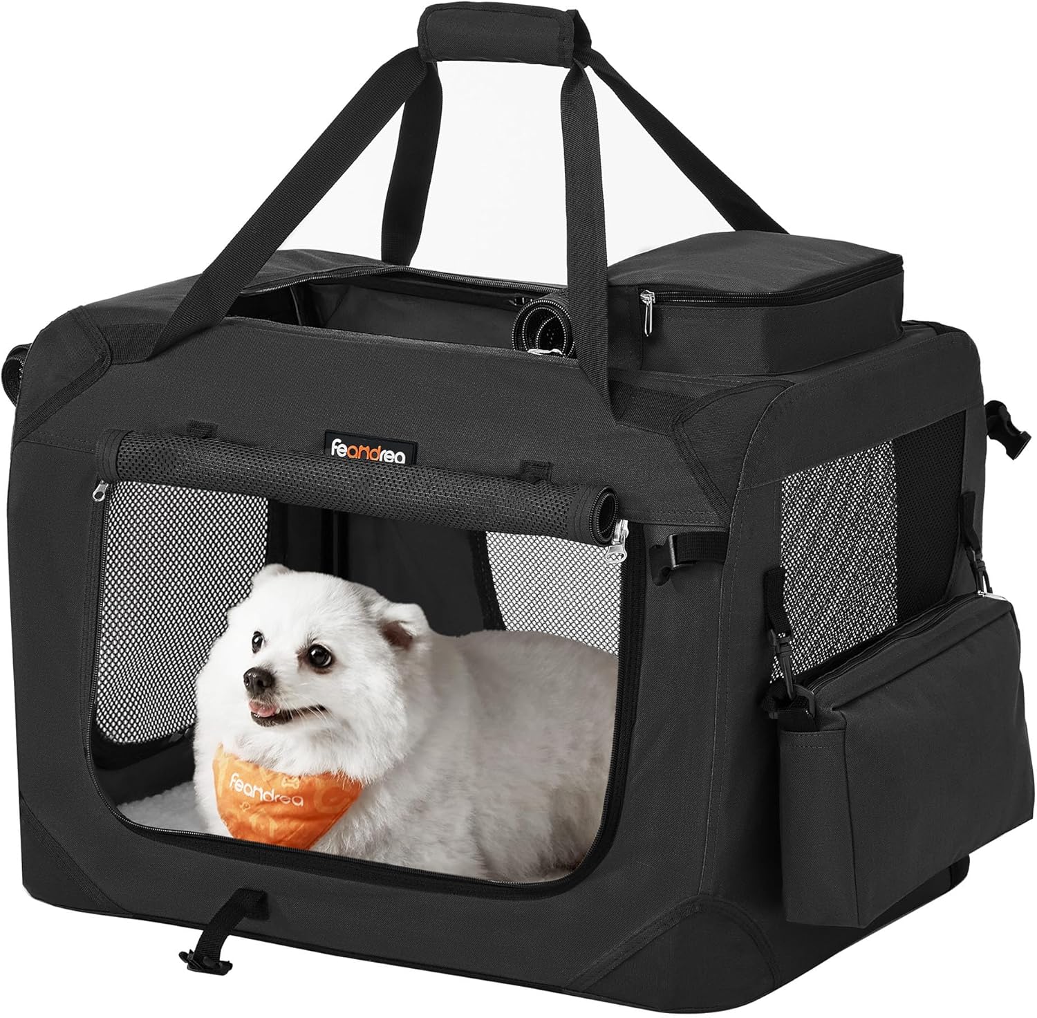 Hundebox faltbar Transportbox atmungsaktiv Metallrahmen schwarz