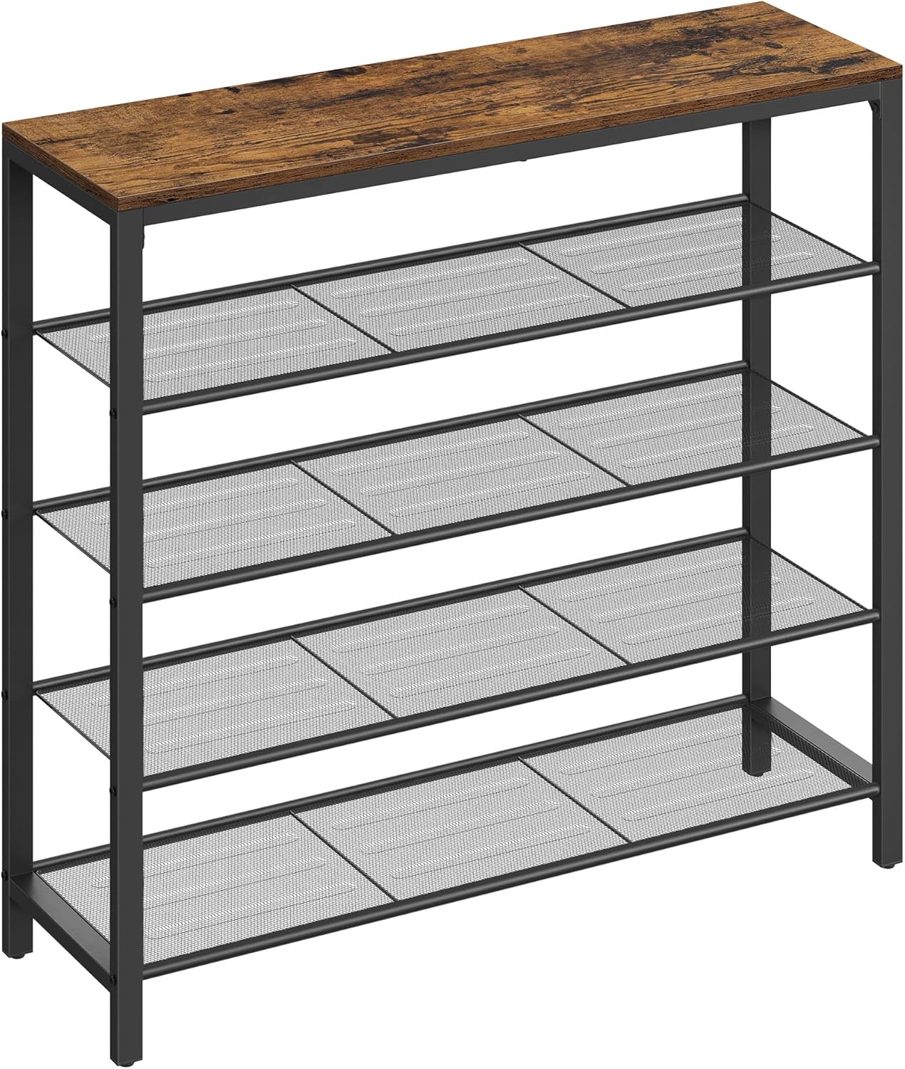Schuhregal 4 Gitter-Ablagen Metall Industrie Design Vintagebraun Schwarz