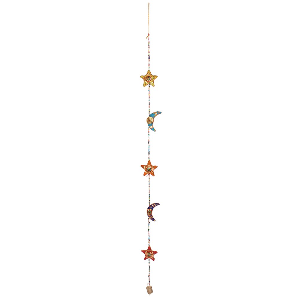 Windspiel mit Glocke Mond und Sterne
