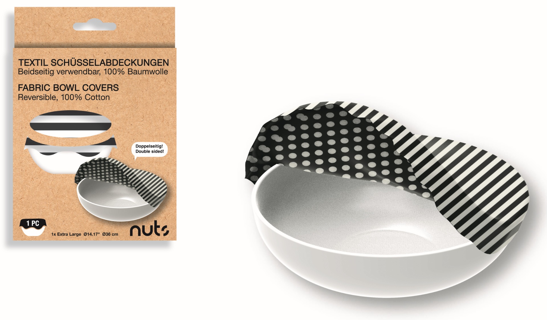 Bowl Cover XL Streifen und Punkte schwarz