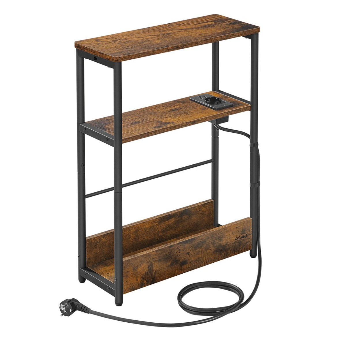 Beistelltisch mit Ladefunktion vintagebraun-tintenschwarz