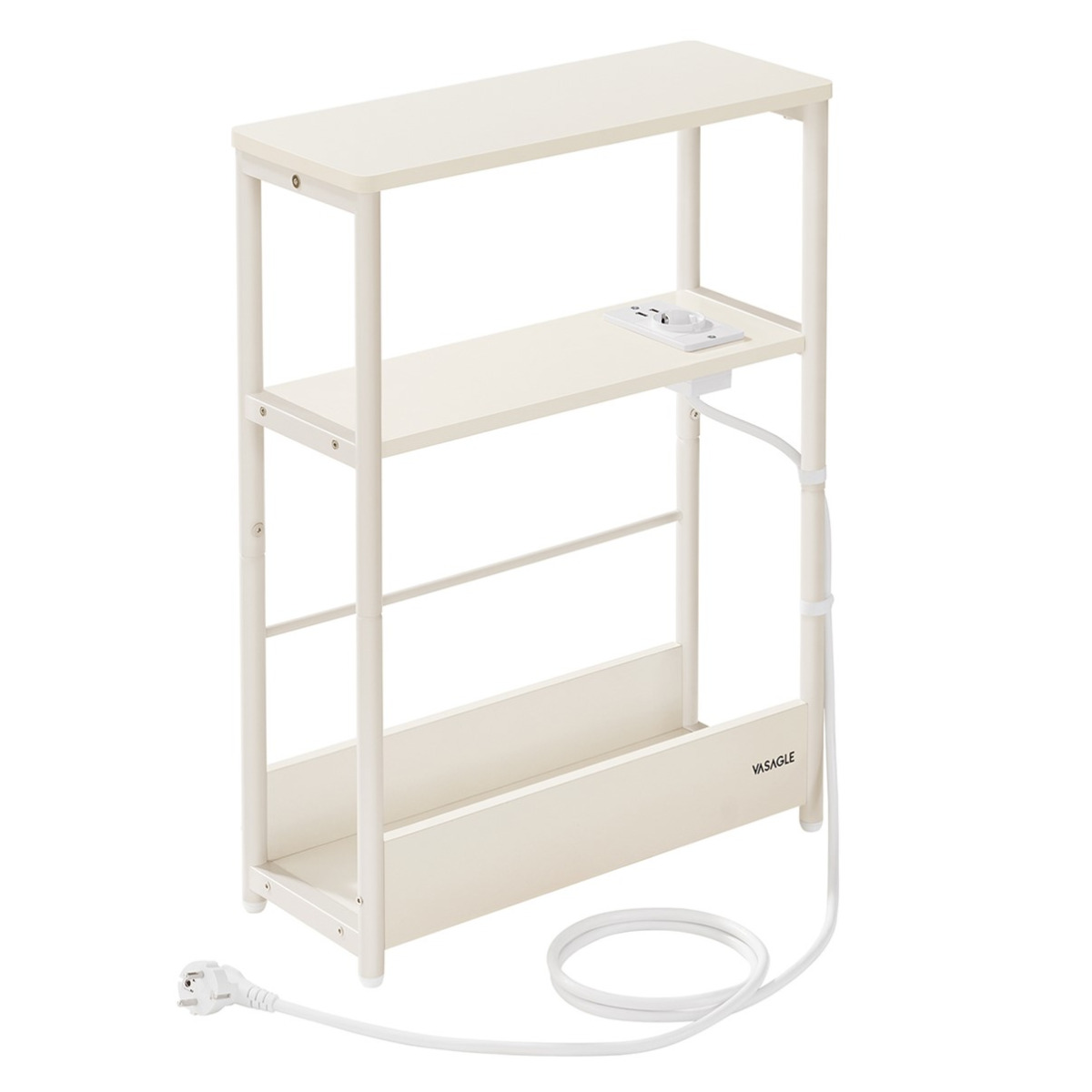 Beistelltisch mit Ladefunktion, cremeweiss