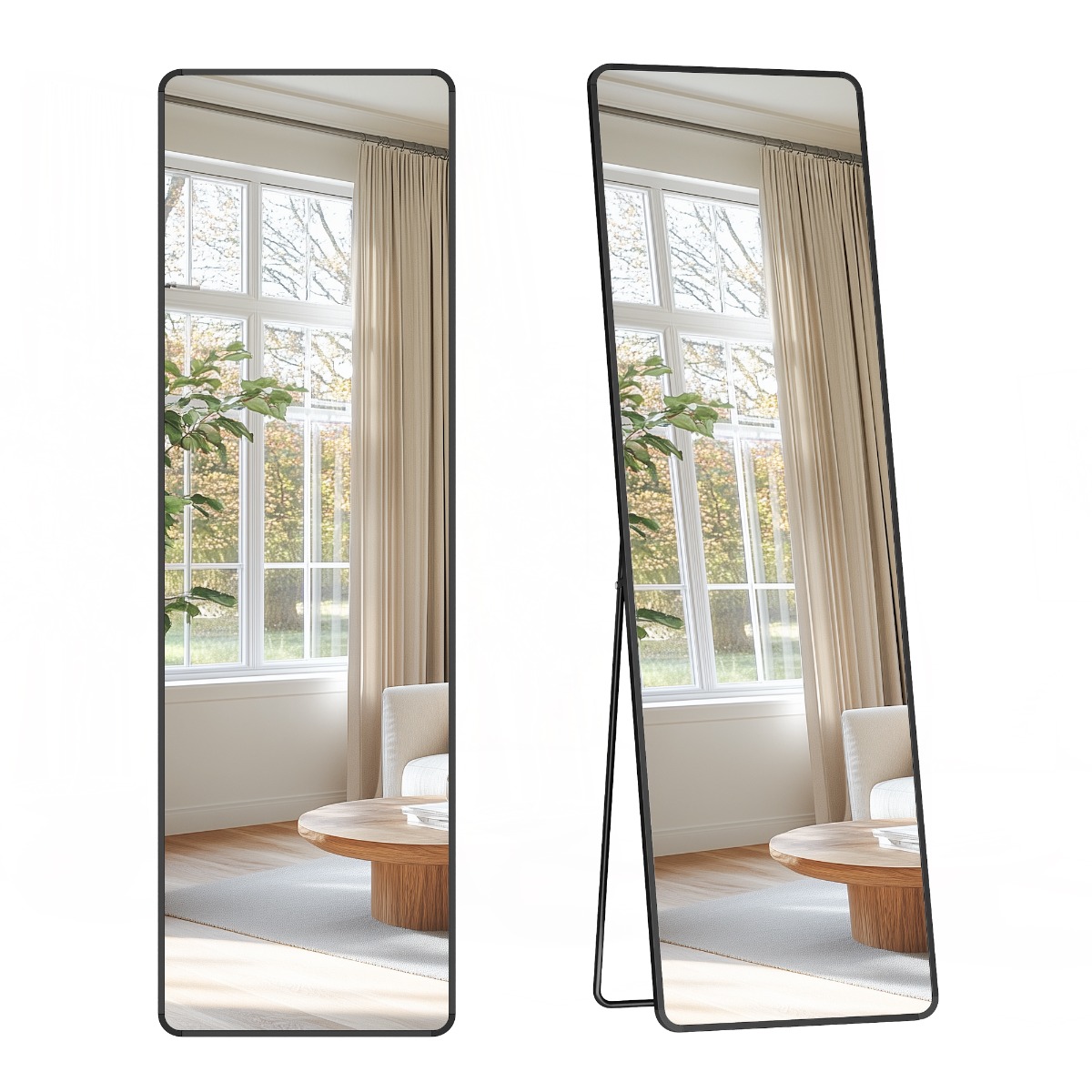 Standspiegel 150x40cm Aluminium Schwarz