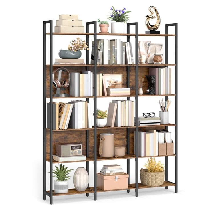 Bücherregal 6 Fächer Vintage Braun Stahl