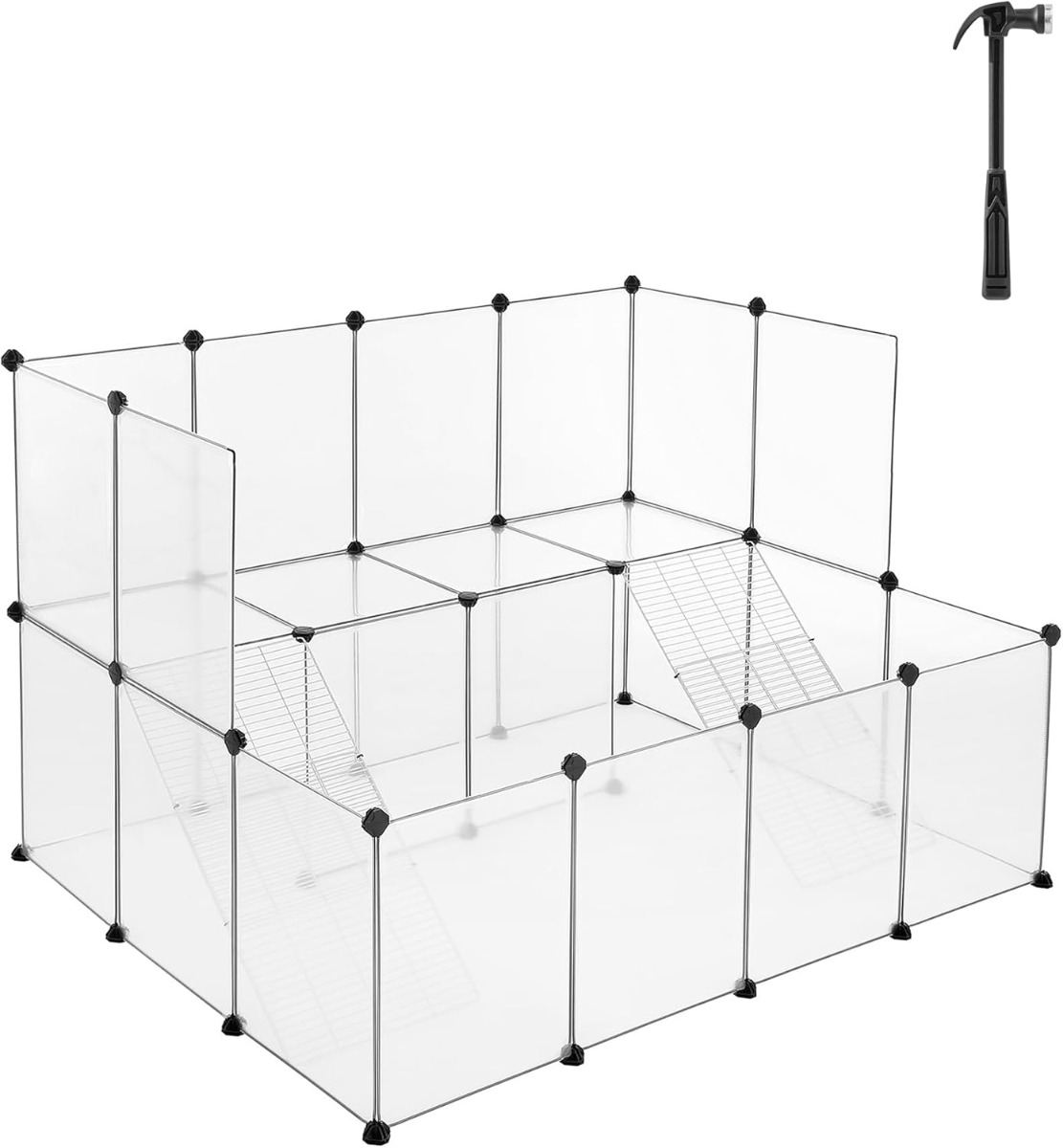 Kleintierkäfig modular Balkon weiss Kunststoff