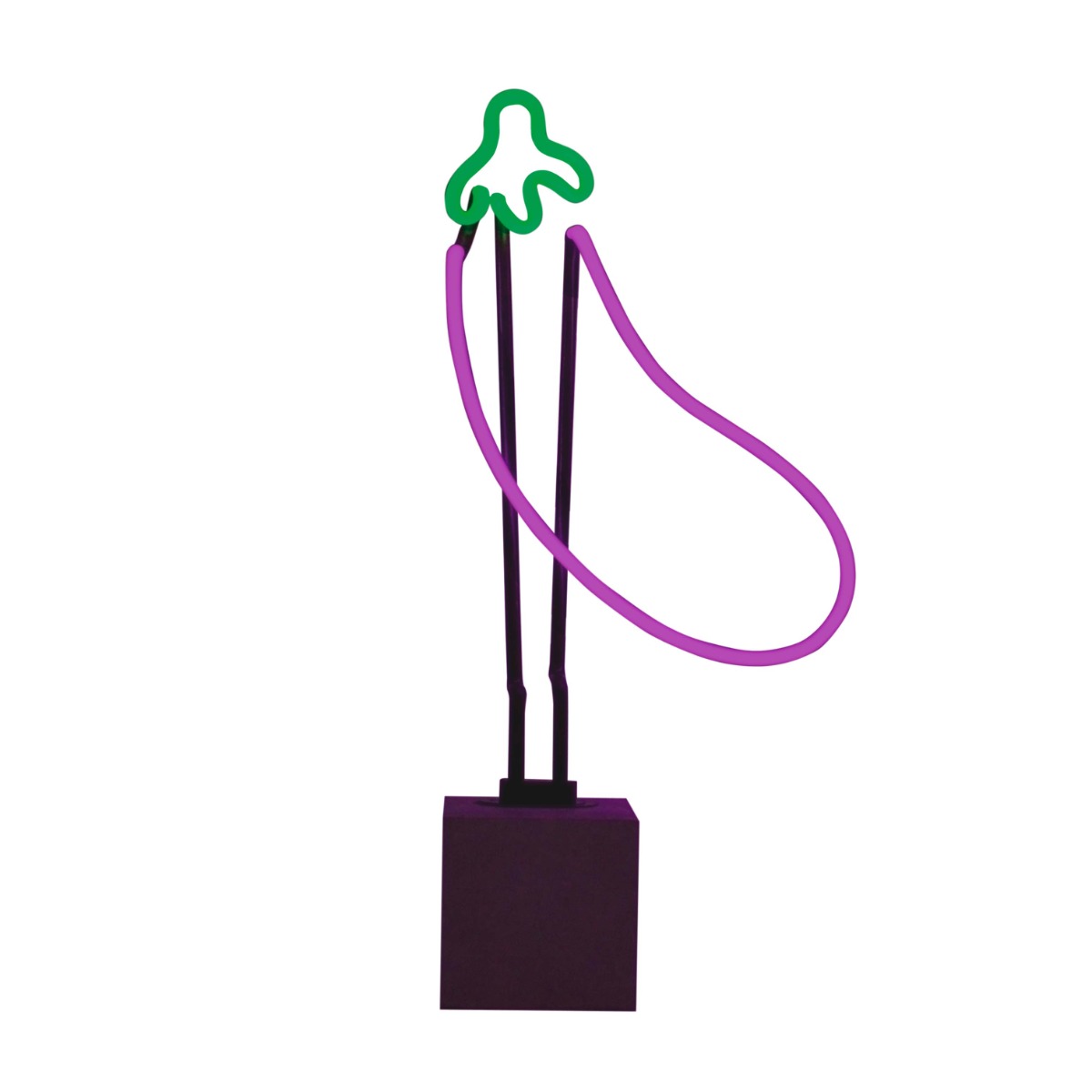 Glas Neon Tischlampe mit Betonsockel - Aubergine