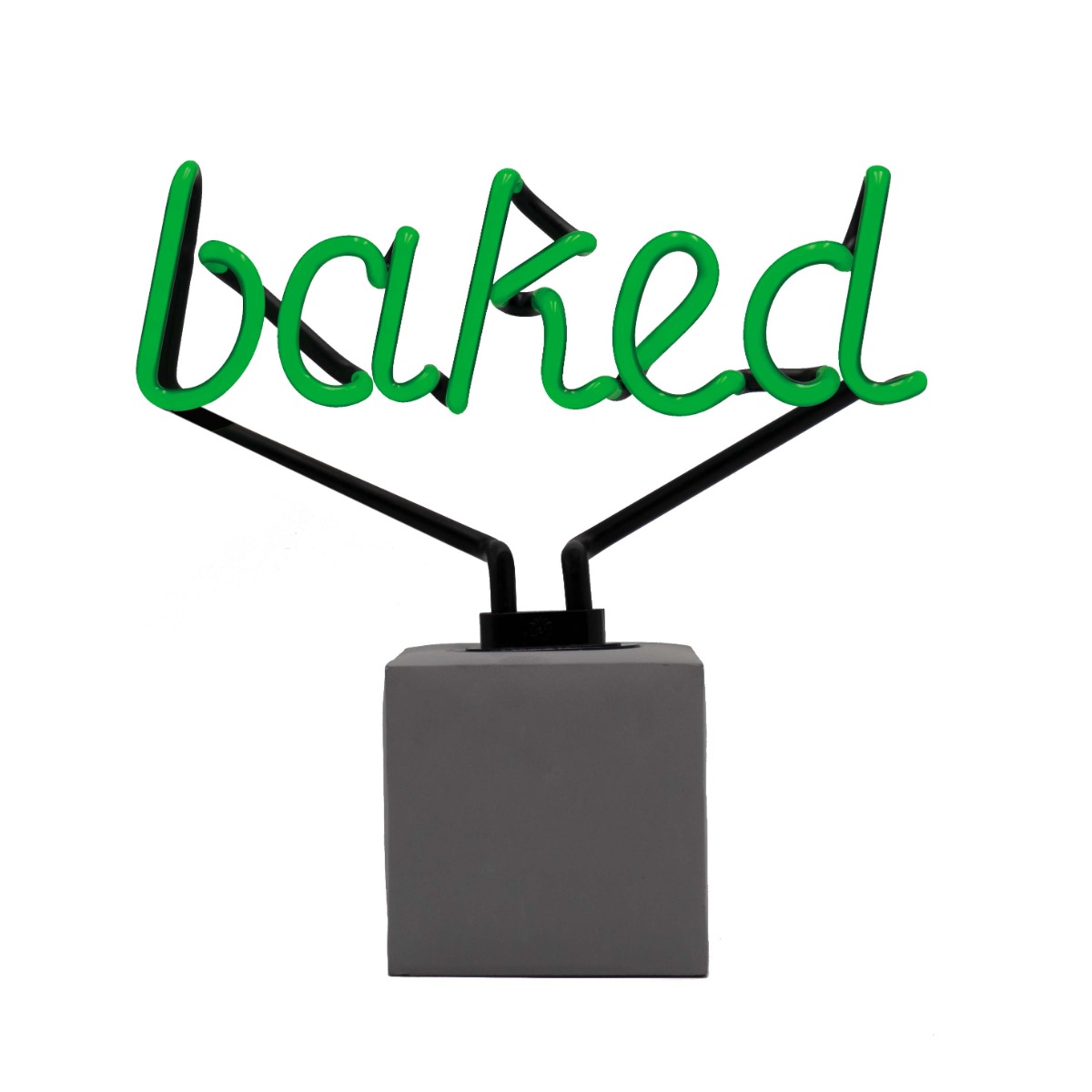 Glas Neon Tischlampe mit Betonsockel - Baked