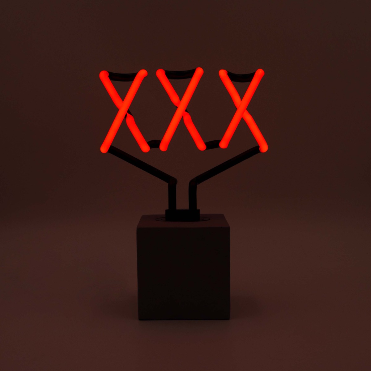 Glas Neon Tischlampe mit Betonsockel - XXX
