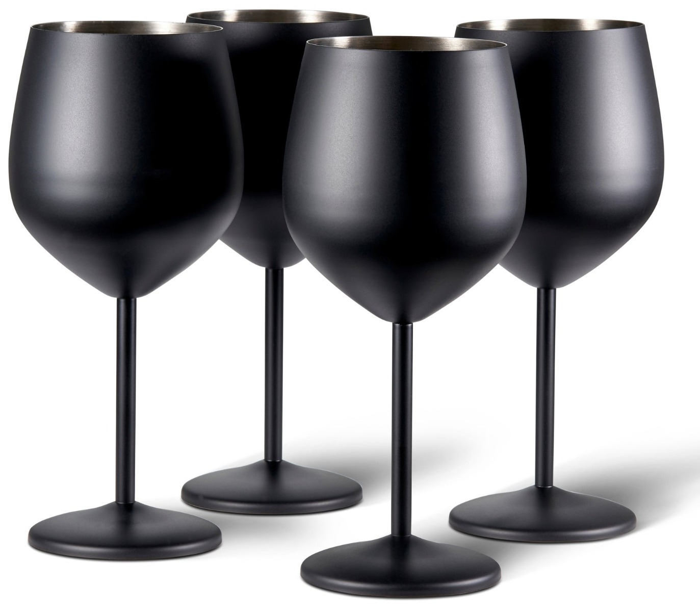 Edelstahl Weingläser Schwarz Matt 4er-Set