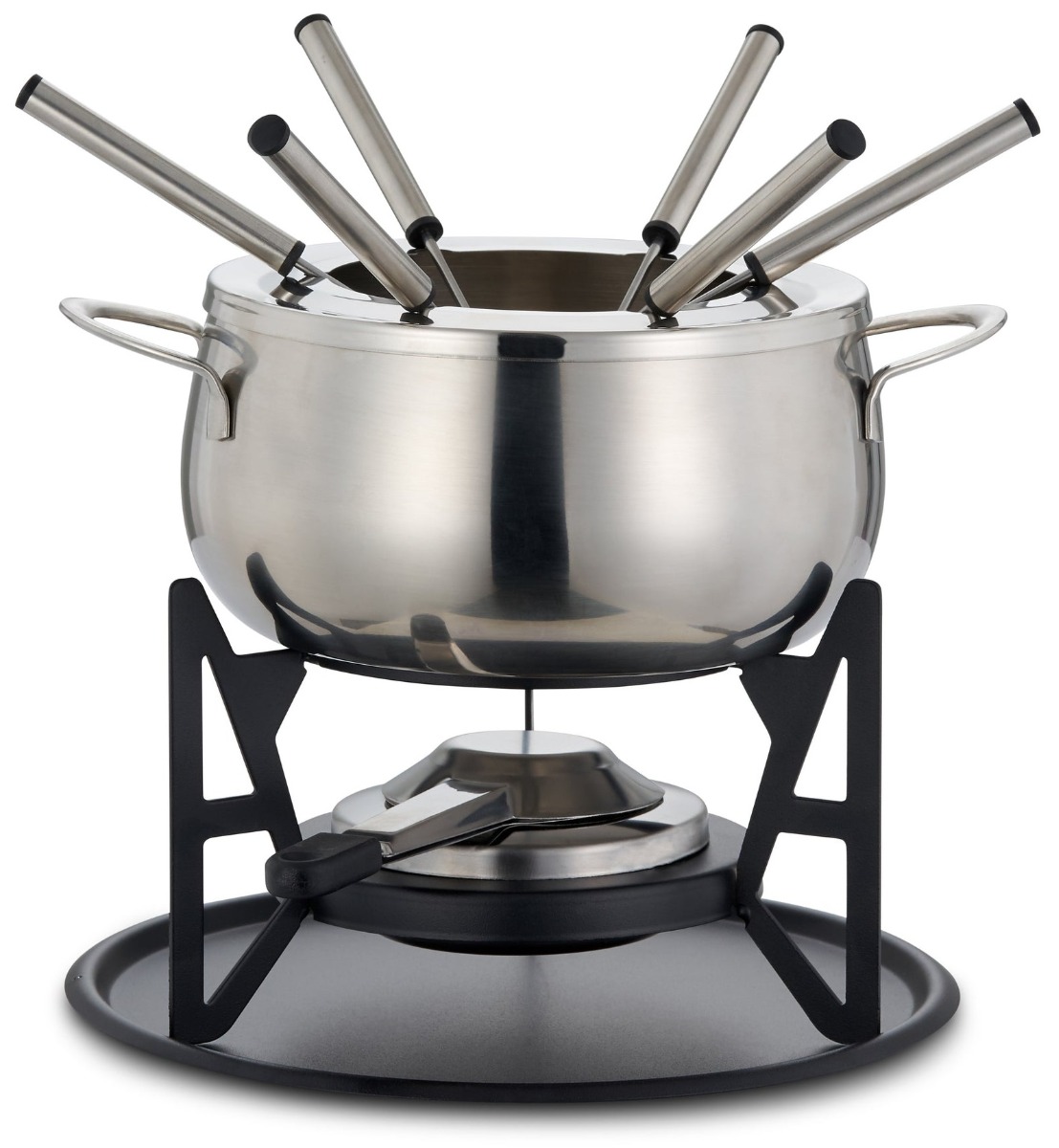 Fondue Set Edelstahl Silber