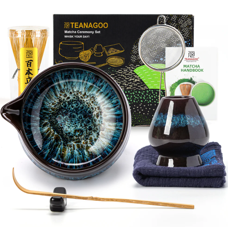 Matcha Set Skyfall Dunkelblau mit Ausgiessschale 7-tlg.