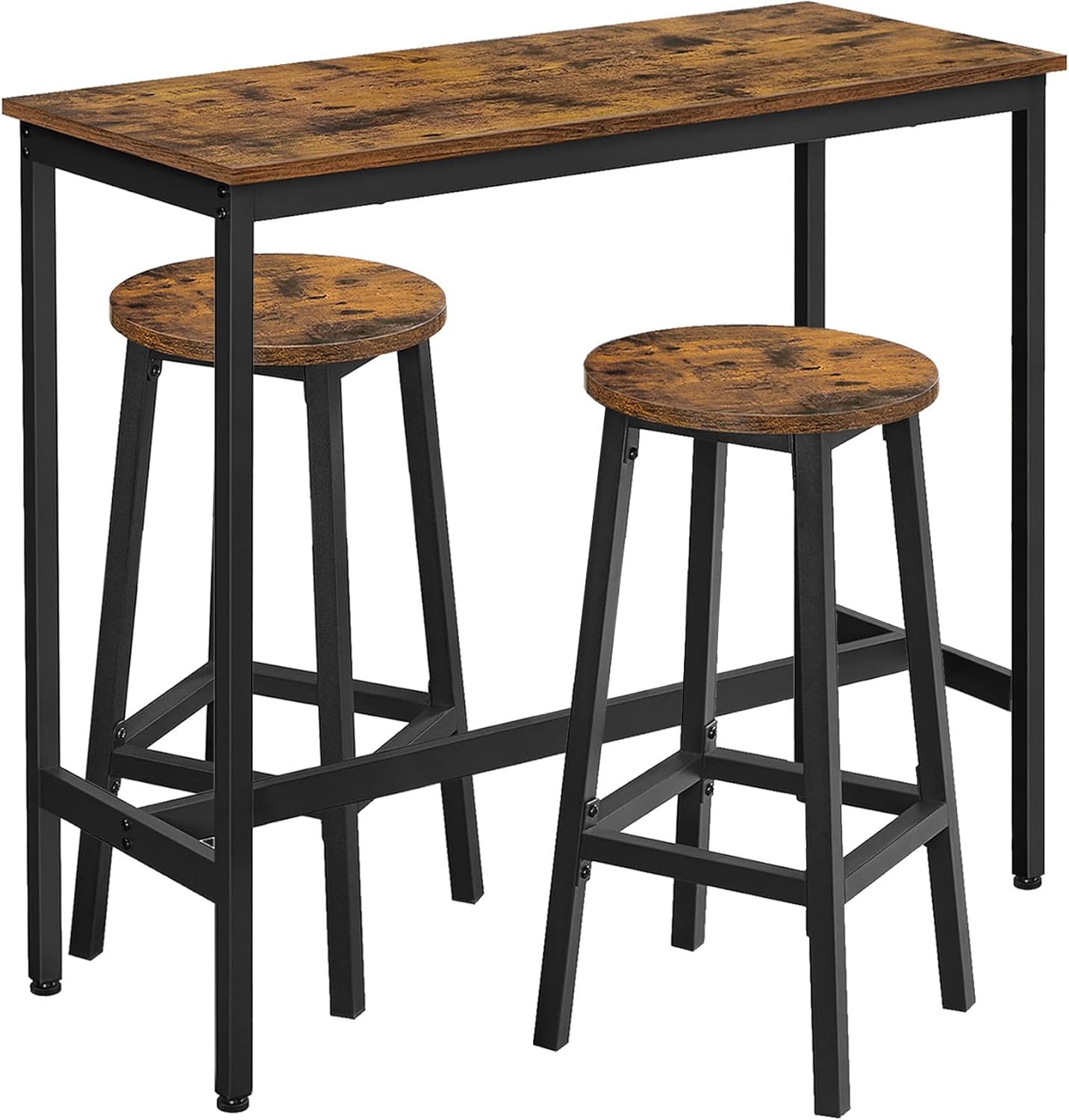 Bartisch-Set Industrie-Design vintagebraun Stahl