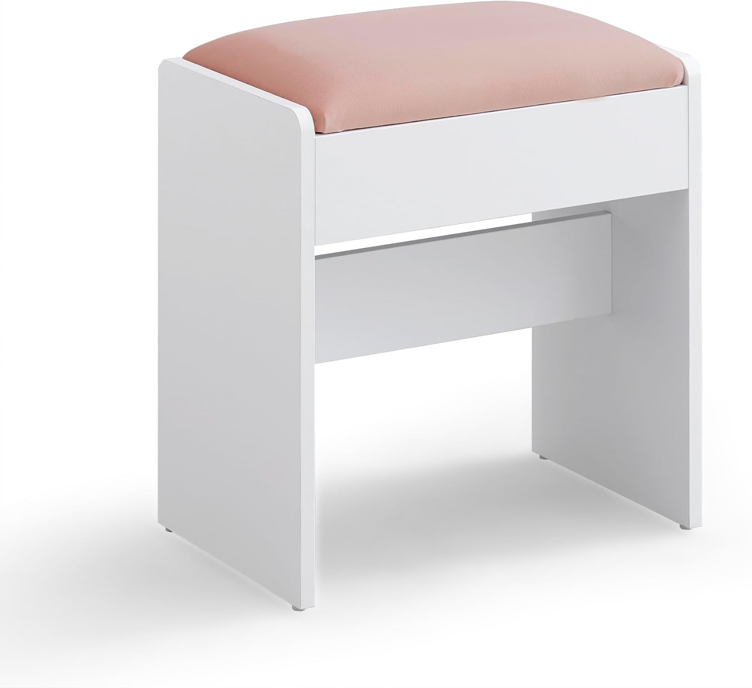 Schminktisch-Hocker Samt Weiss Rosa Gepolstert