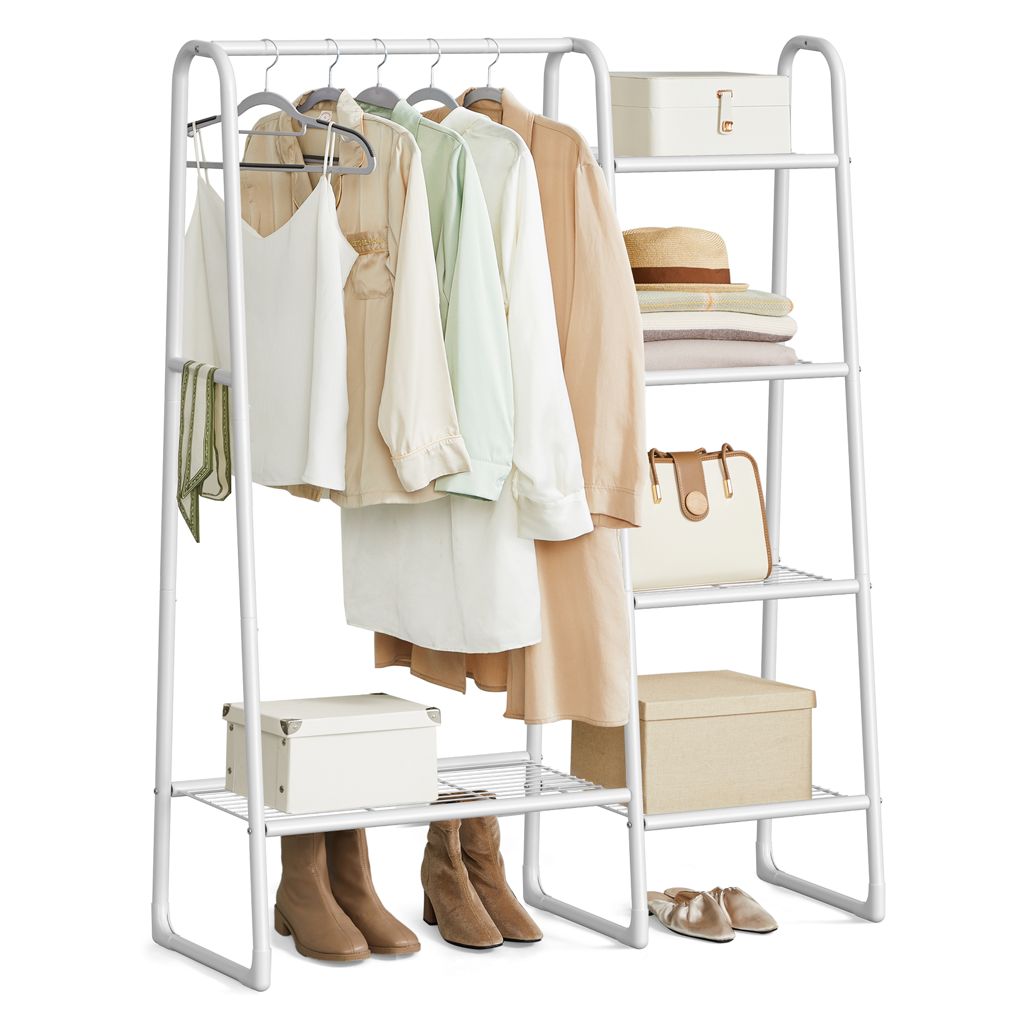 Kleiderständer mit Ablage weiss Metall