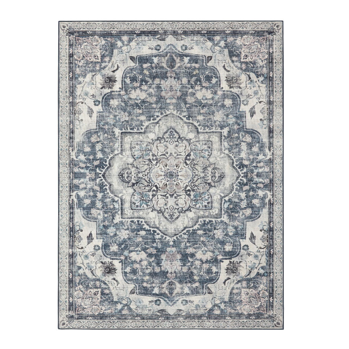 Wohnzimmerteppich Rutschfest Vintage Grau 120 x 170 cm