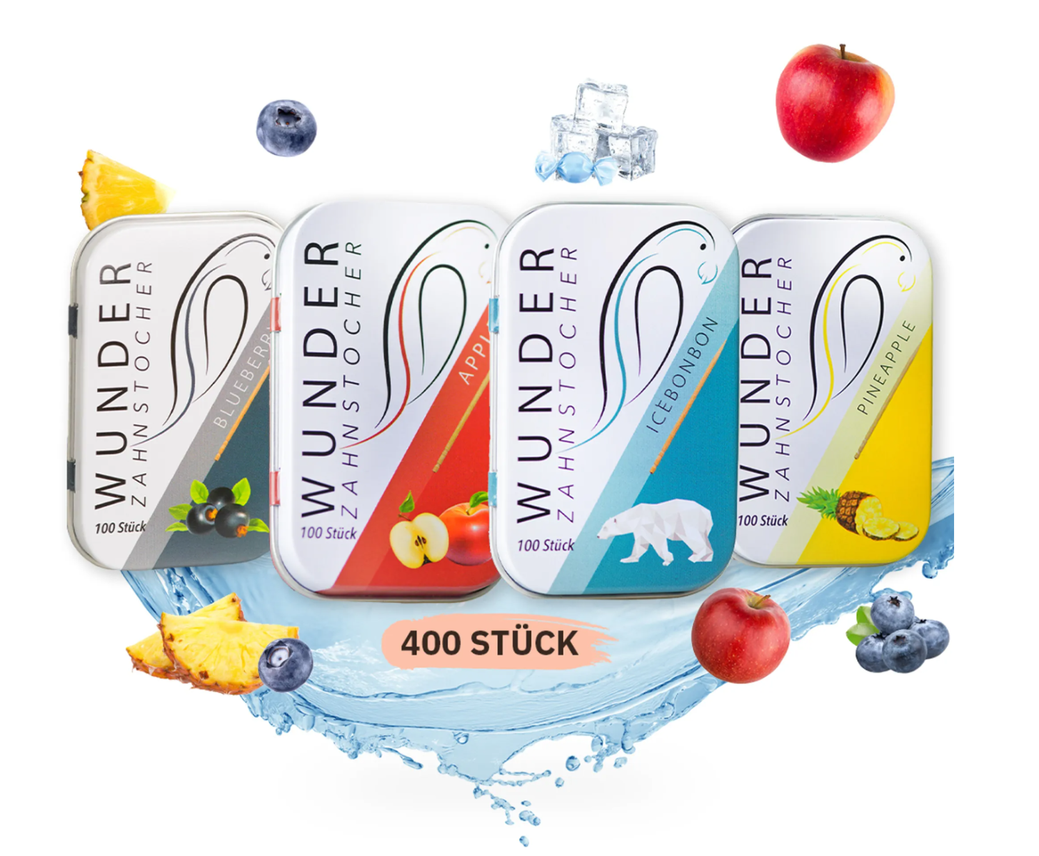 Zahnstocher Starterpack 4 Geschmacksrichtungen