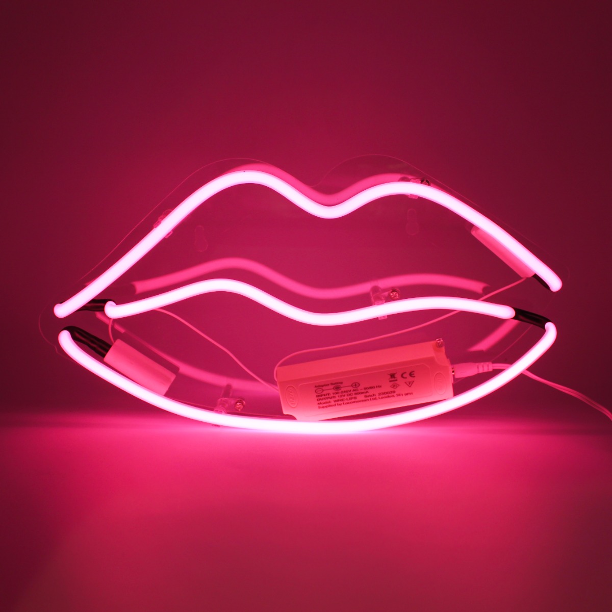 Glas Wandneon – Lippen pink
